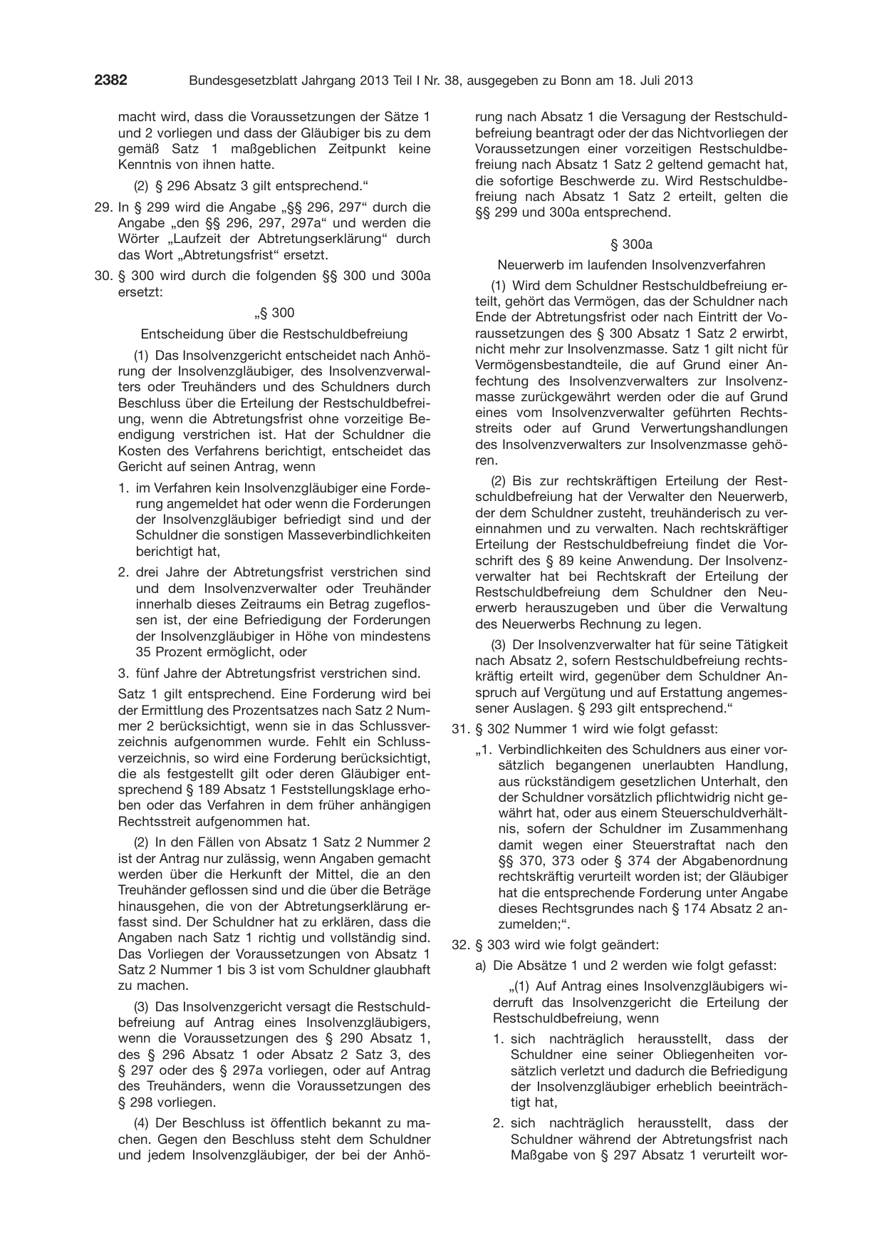 BGBl. 2013, Seite 2382 — Originalseite als Abbildung