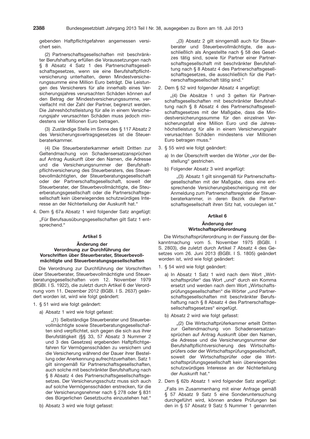 BGBl. 2013, Seite 2388 — Originalseite als Abbildung