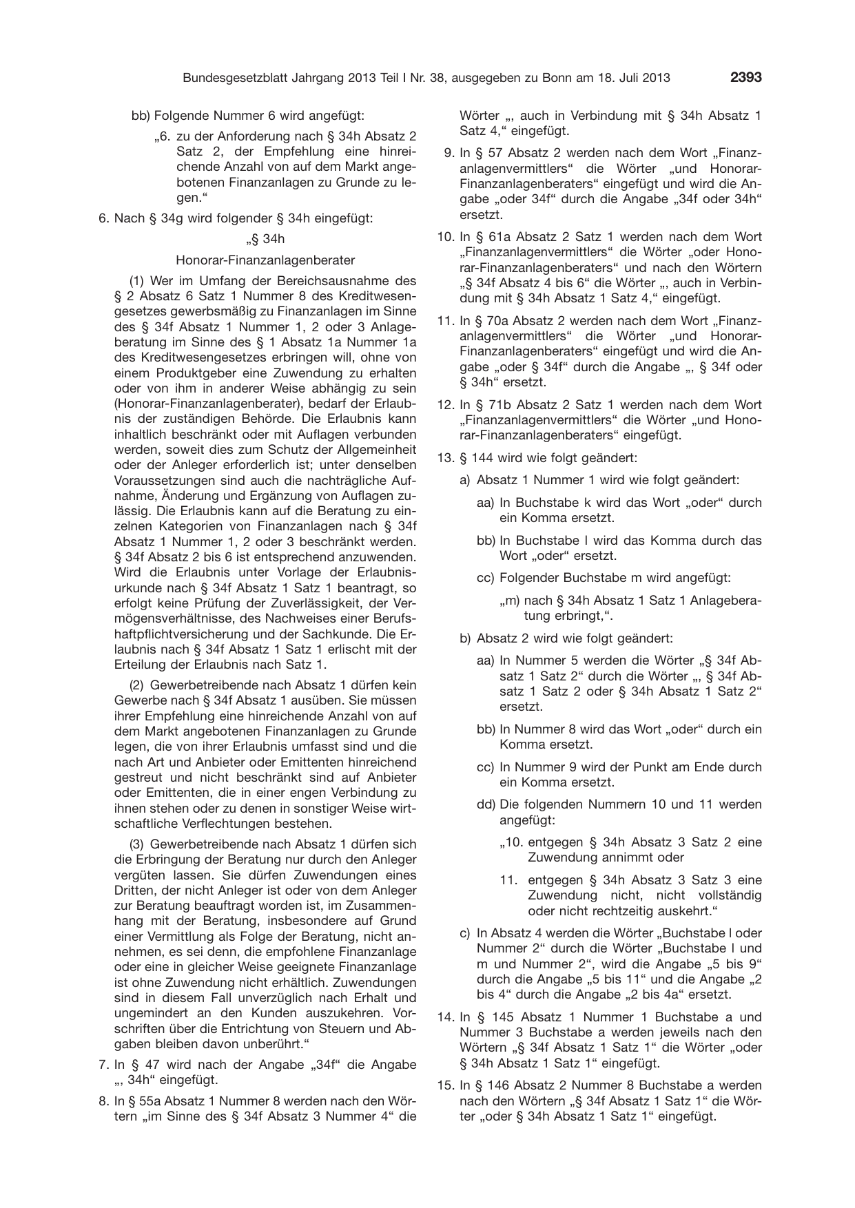 BGBl. 2013, Seite 2393 — Originalseite als Abbildung