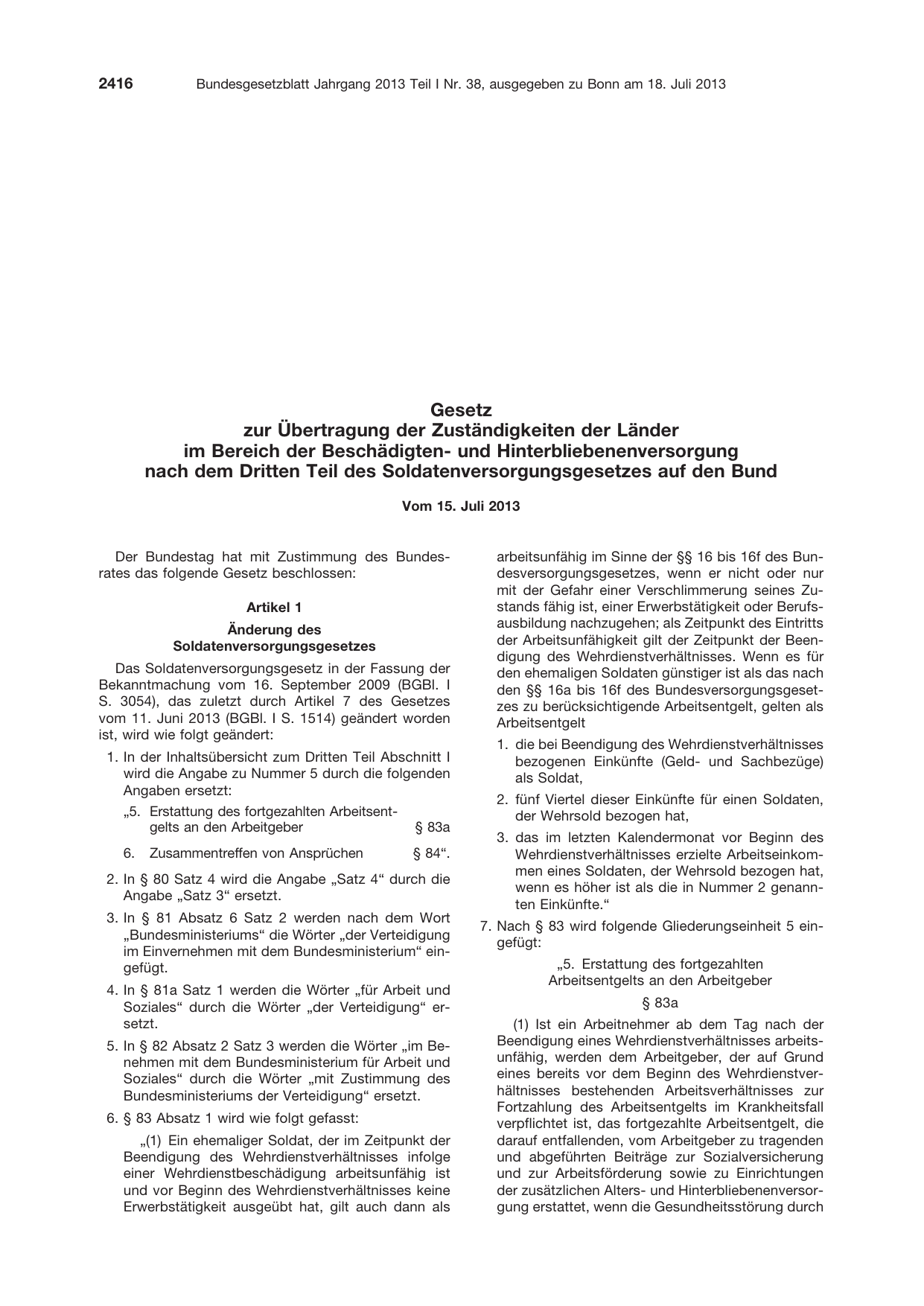 BGBl. 2013, Seite 2416 — Originalseite als Abbildung