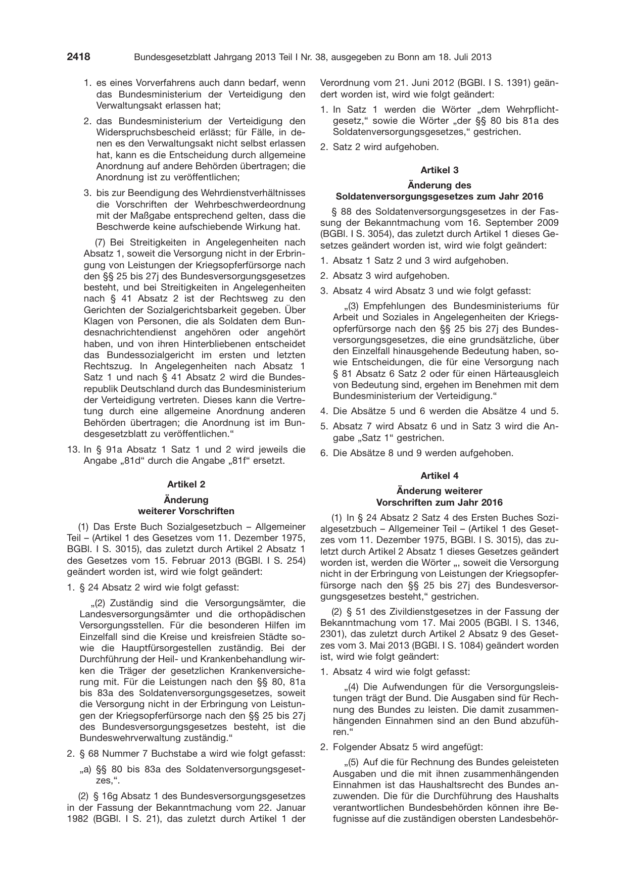BGBl. 2013, Seite 2418 — Originalseite als Abbildung
