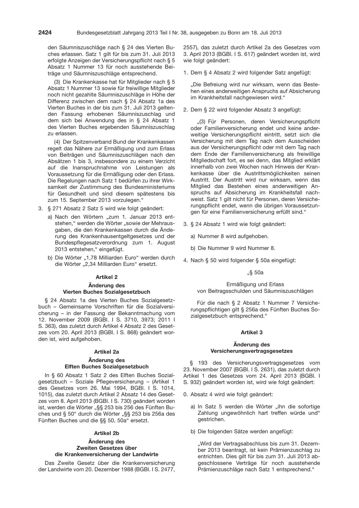 BGBl. 2013, Seite 2424 — Originalseite als Abbildung