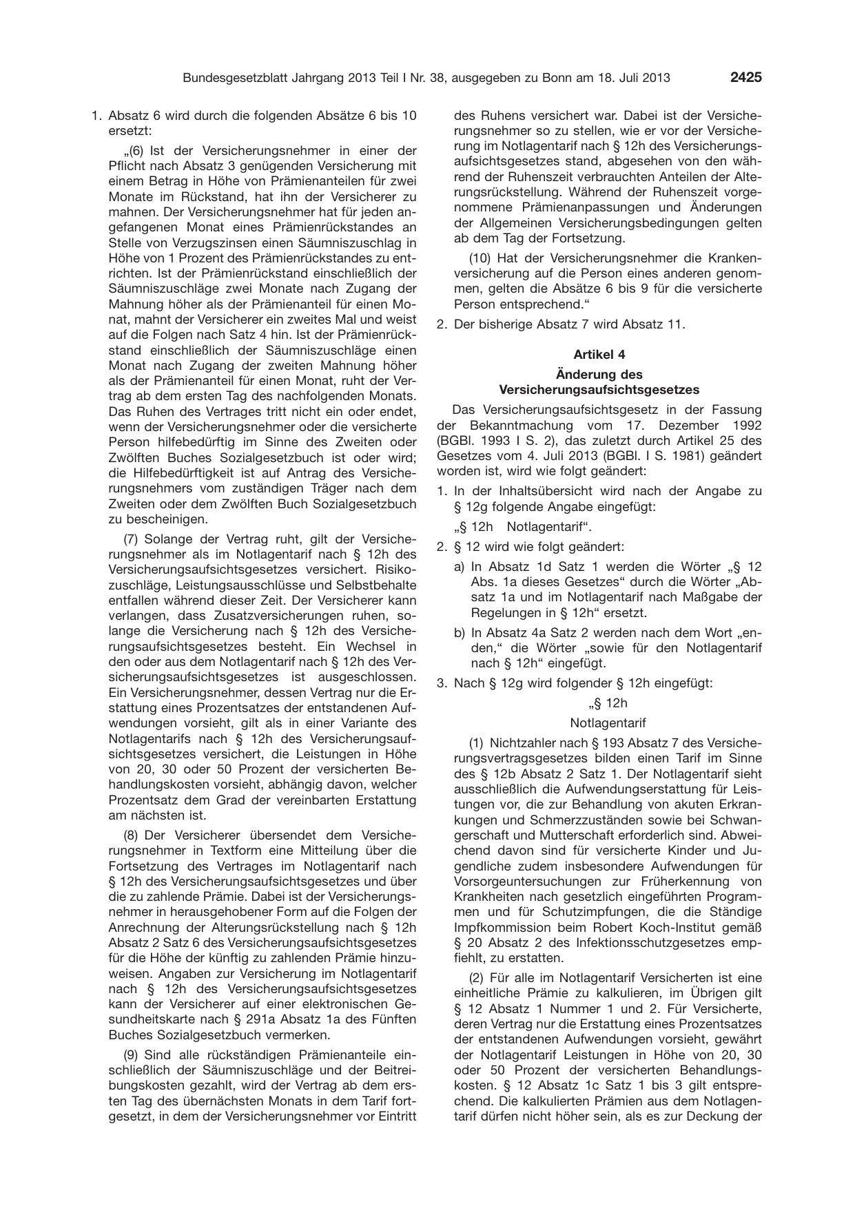 BGBl. 2013, Seite 2425 — Originalseite als Abbildung