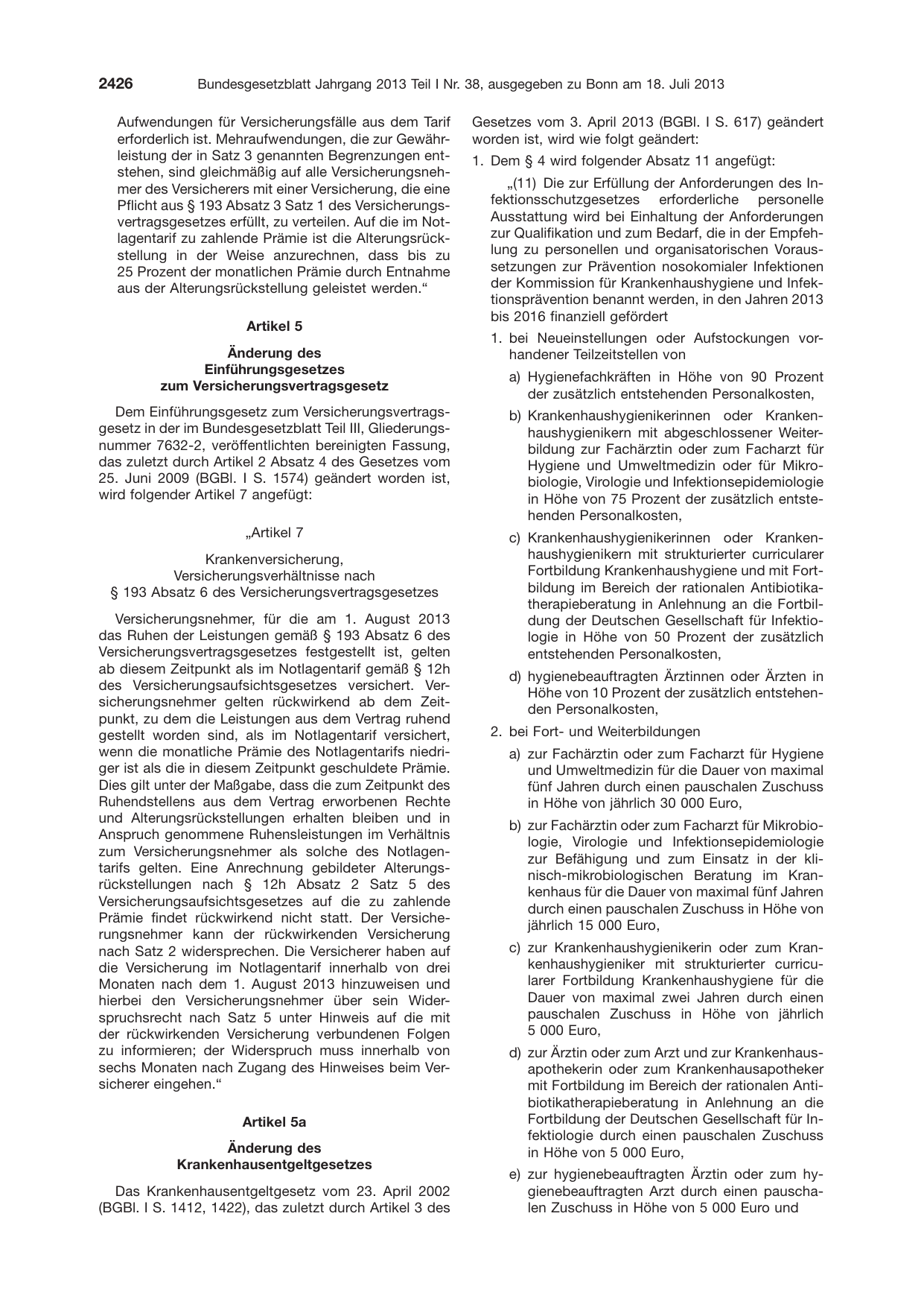 BGBl. 2013, Seite 2426 — Originalseite als Abbildung