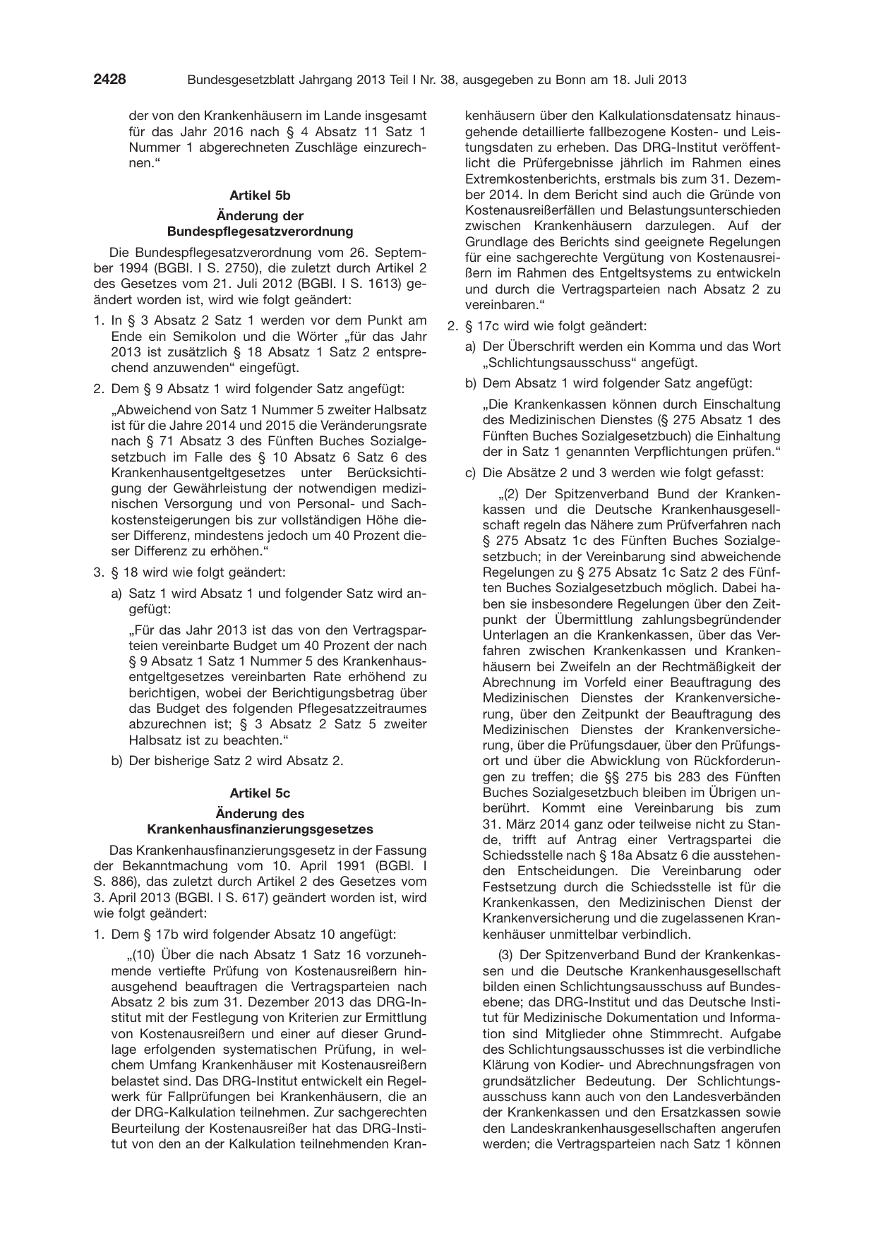 BGBl. 2013, Seite 2428 — Originalseite als Abbildung