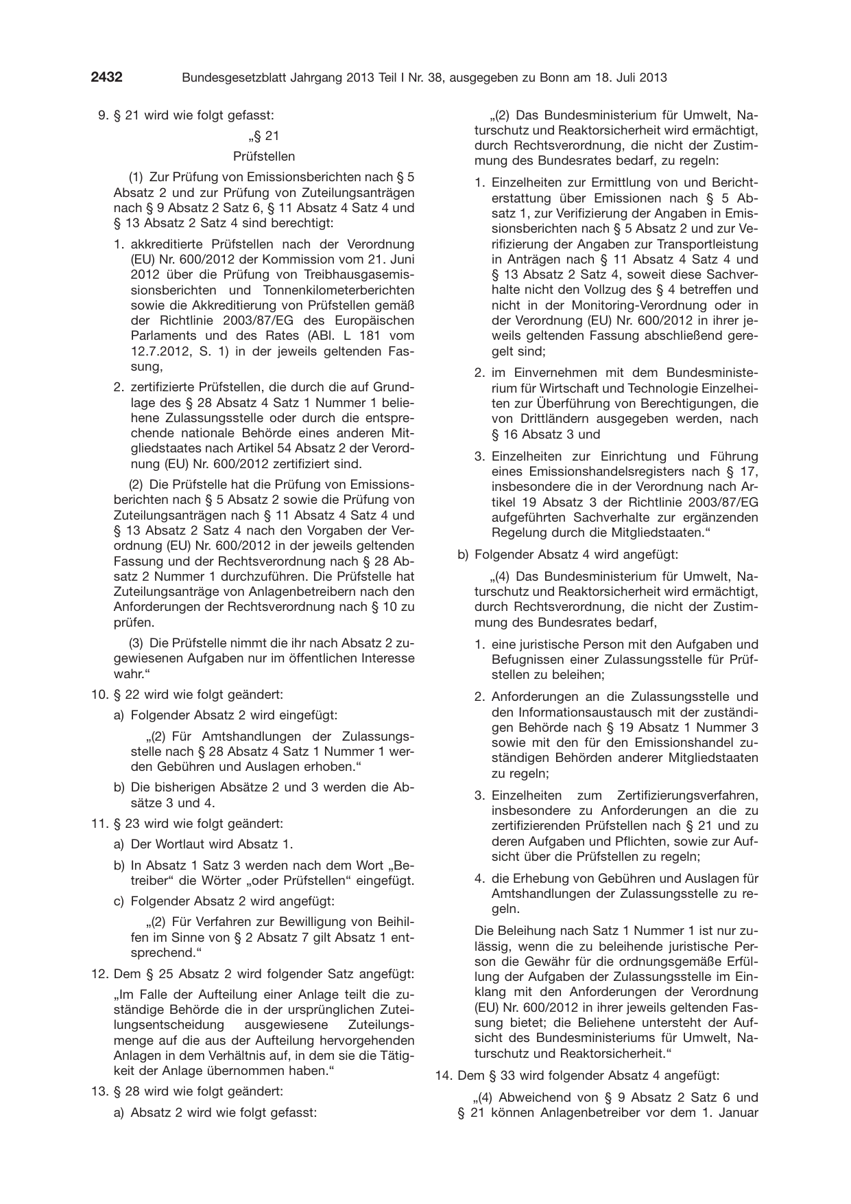 BGBl. 2013, Seite 2432 — Originalseite als Abbildung