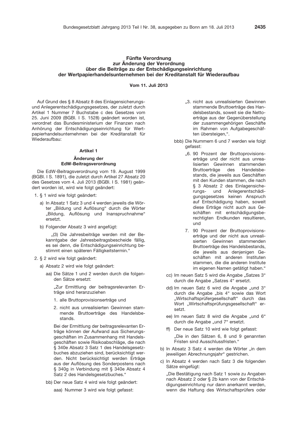 BGBl. 2013, Seite 2435 — Originalseite als Abbildung