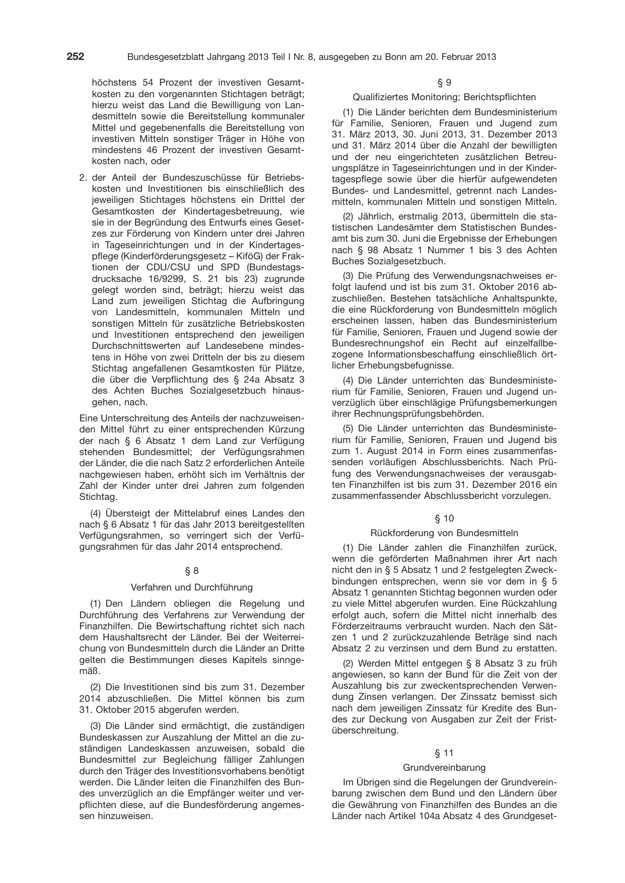 BGBl. 2013, Seite 252 — Originalseite als Abbildung