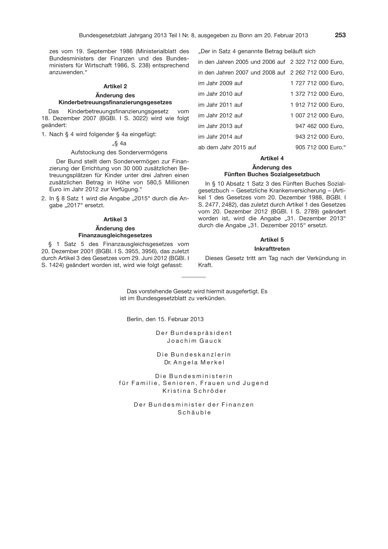 BGBl. 2013, Seite 253 — Originalseite als Abbildung
