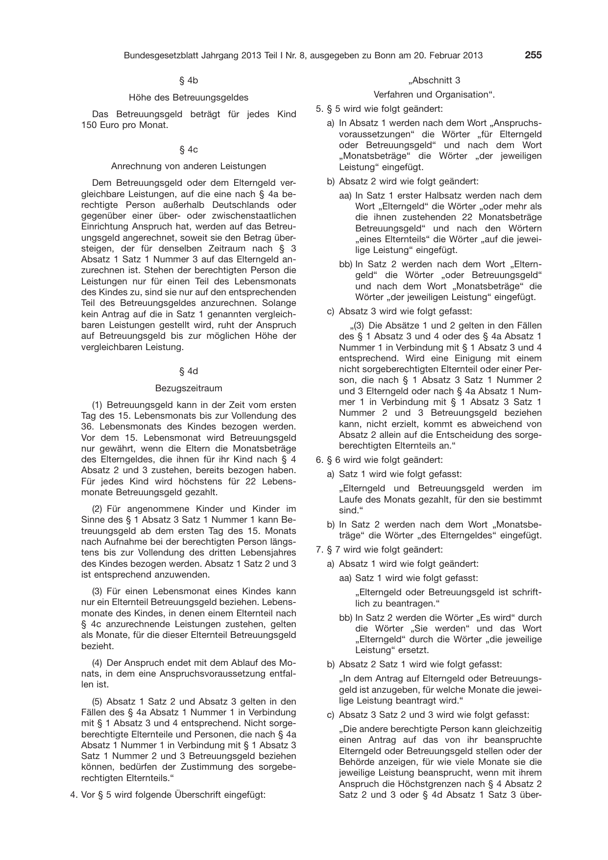 BGBl. 2013, Seite 255 — Originalseite als Abbildung