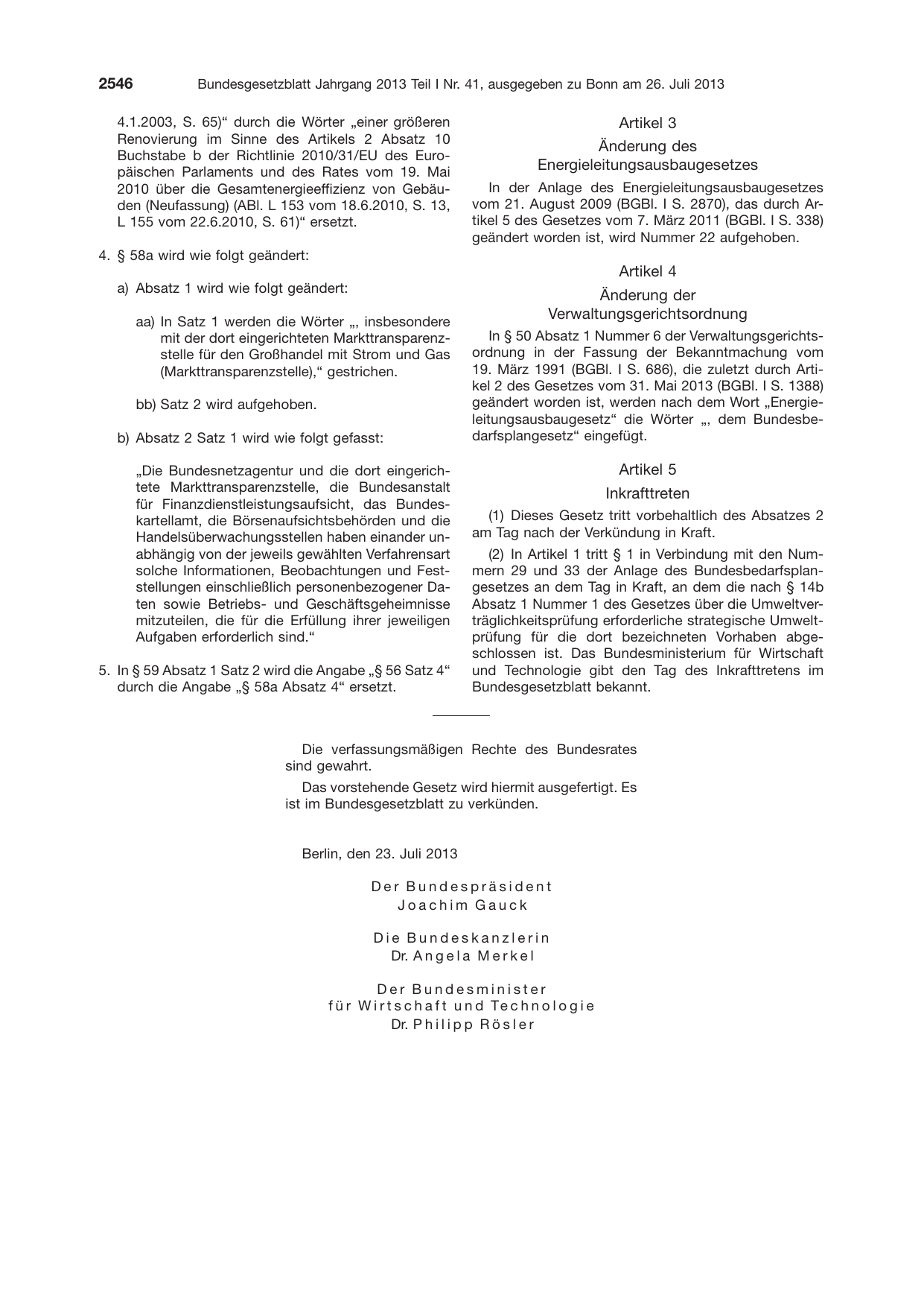 BGBl. 2013, Seite 2546 — Originalseite als Abbildung