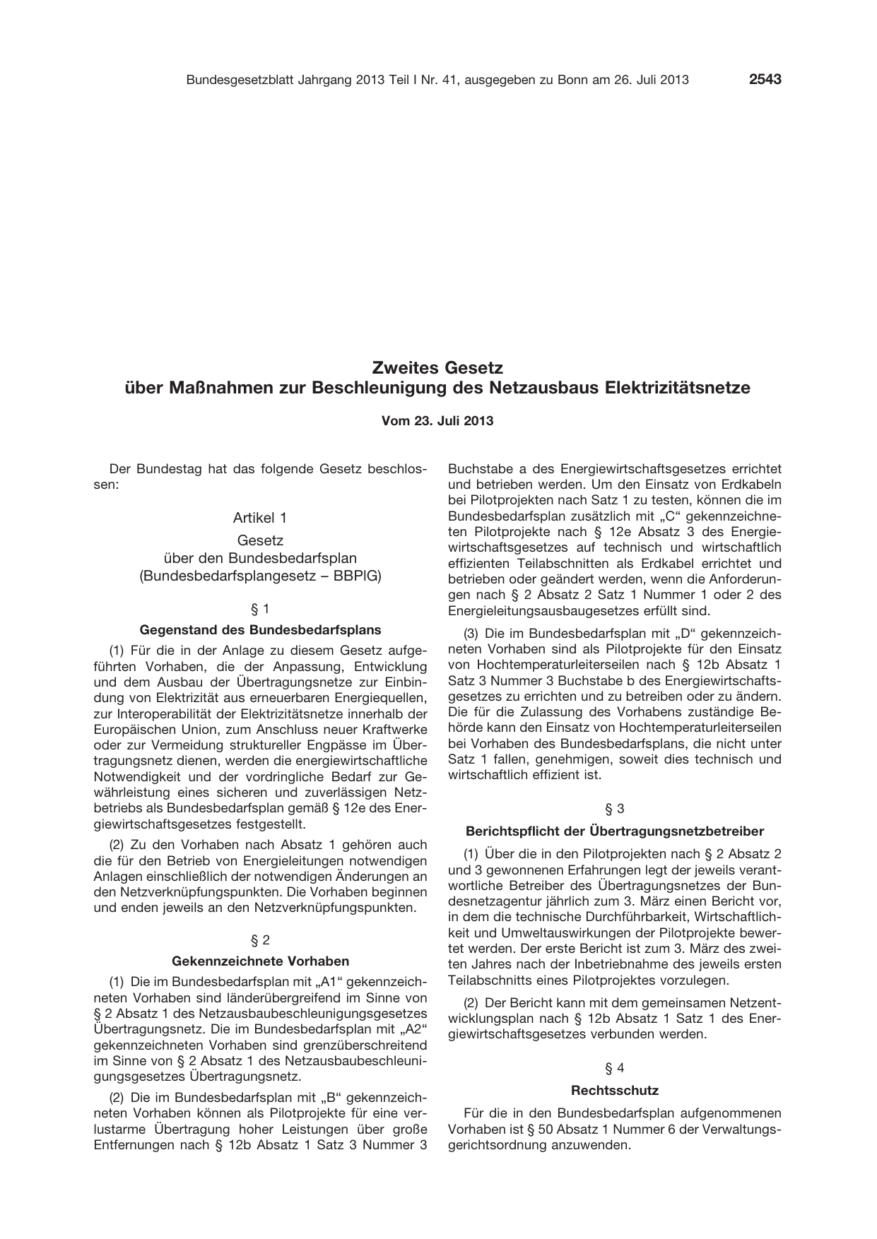 BGBl. 2013, Seite 2543 — Originalseite als Abbildung