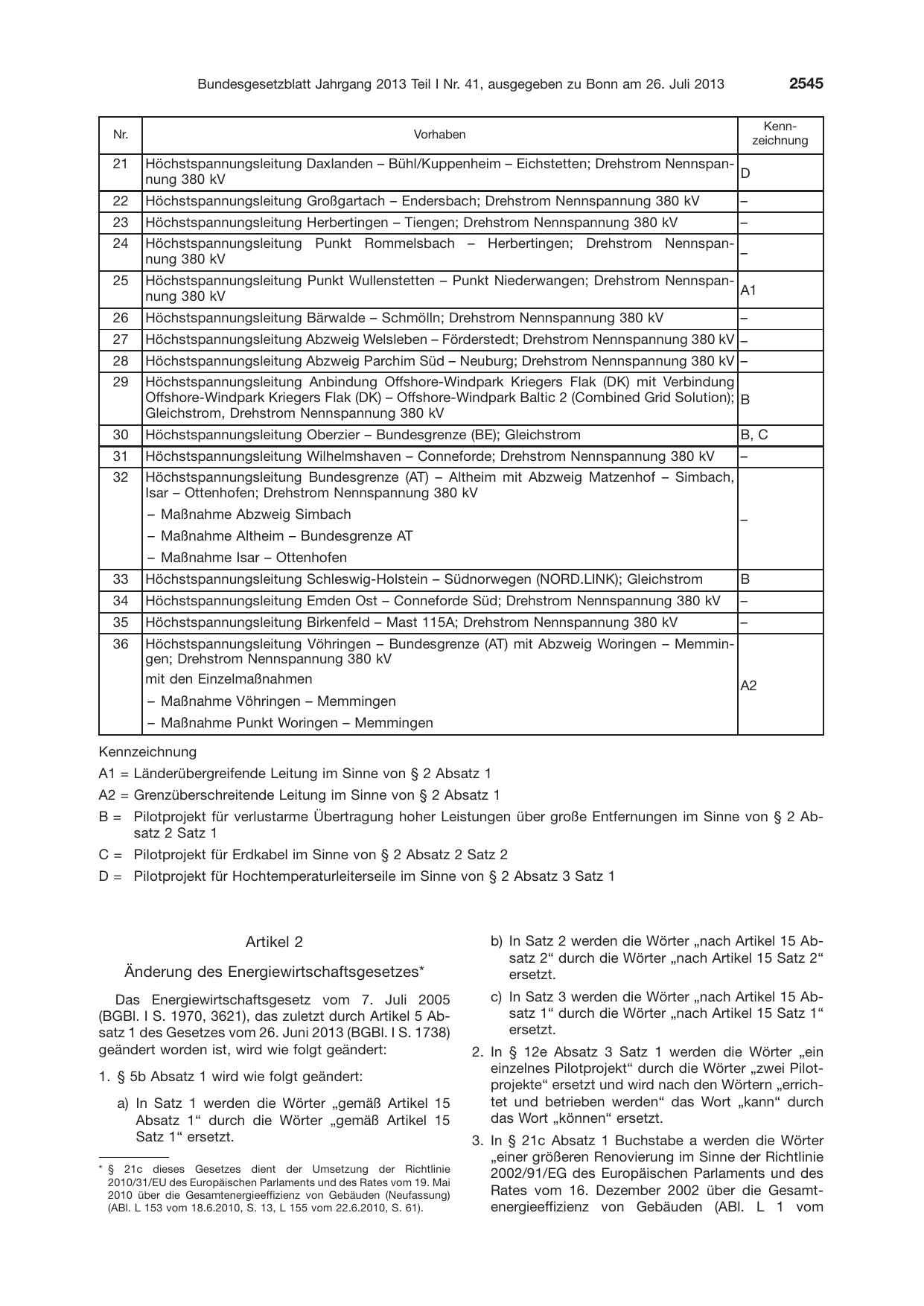 BGBl. 2013, Seite 2545 — Originalseite als Abbildung