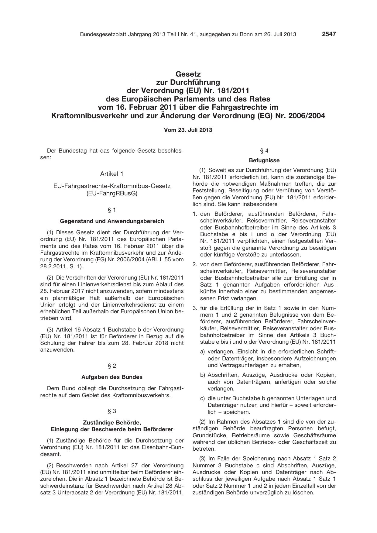 BGBl. 2013, Seite 2547 — Originalseite als Abbildung