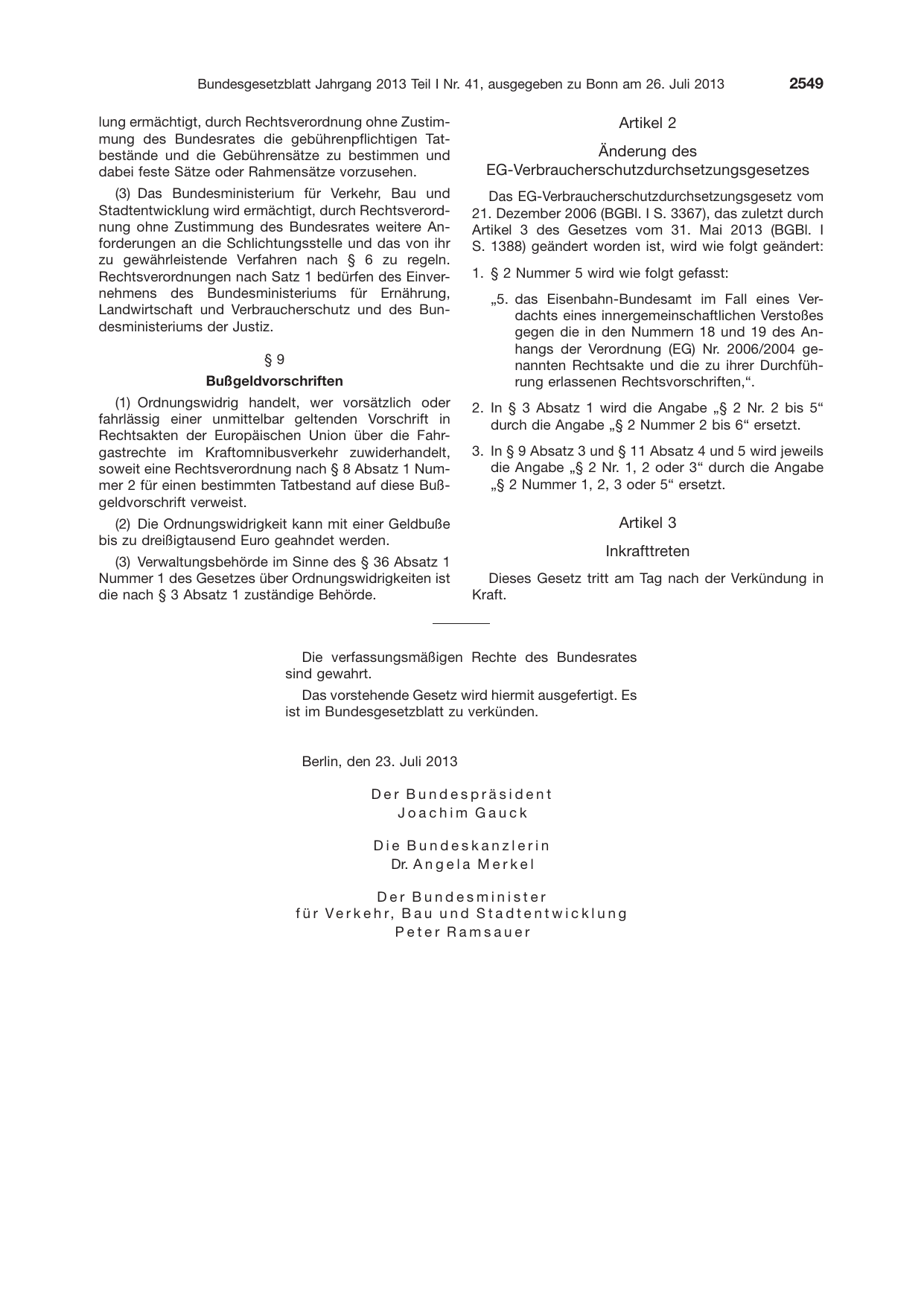 BGBl. 2013, Seite 2549 — Originalseite als Abbildung