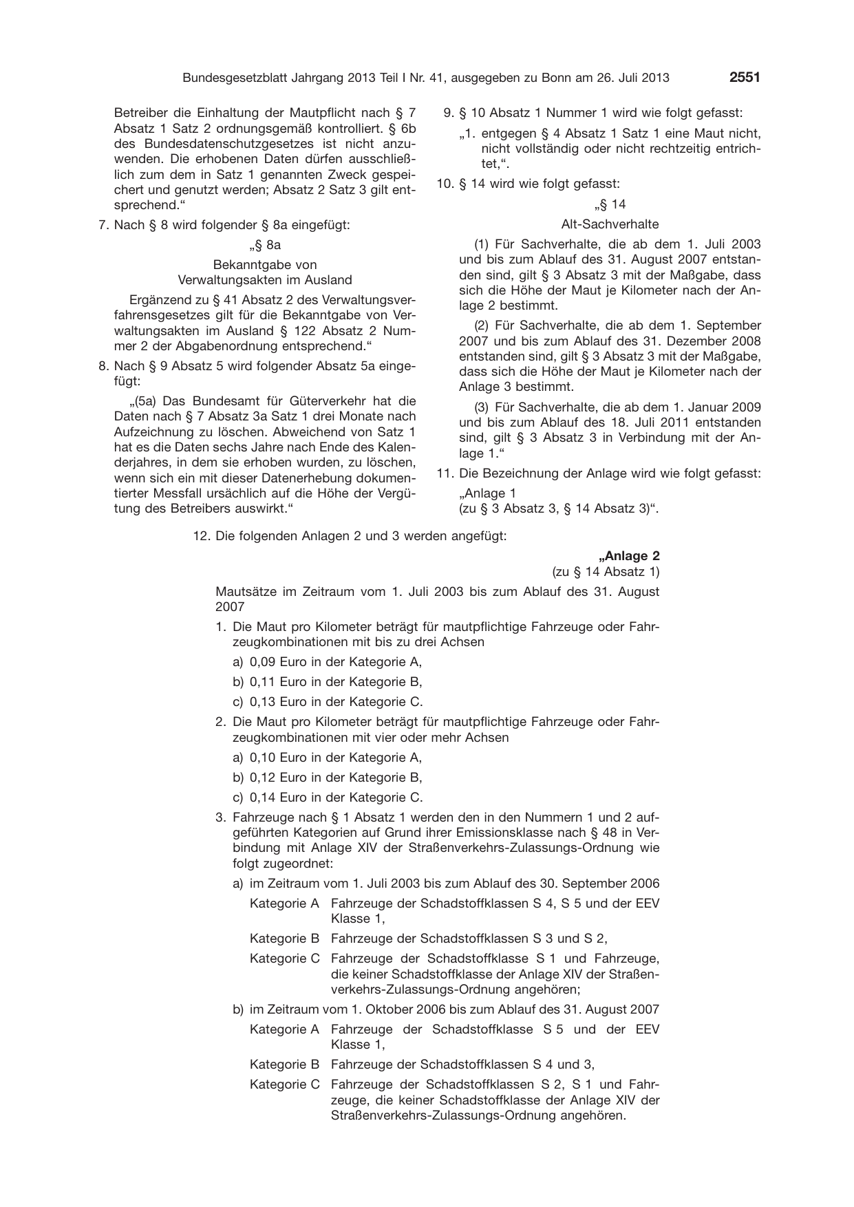 BGBl. 2013, Seite 2551 — Originalseite als Abbildung