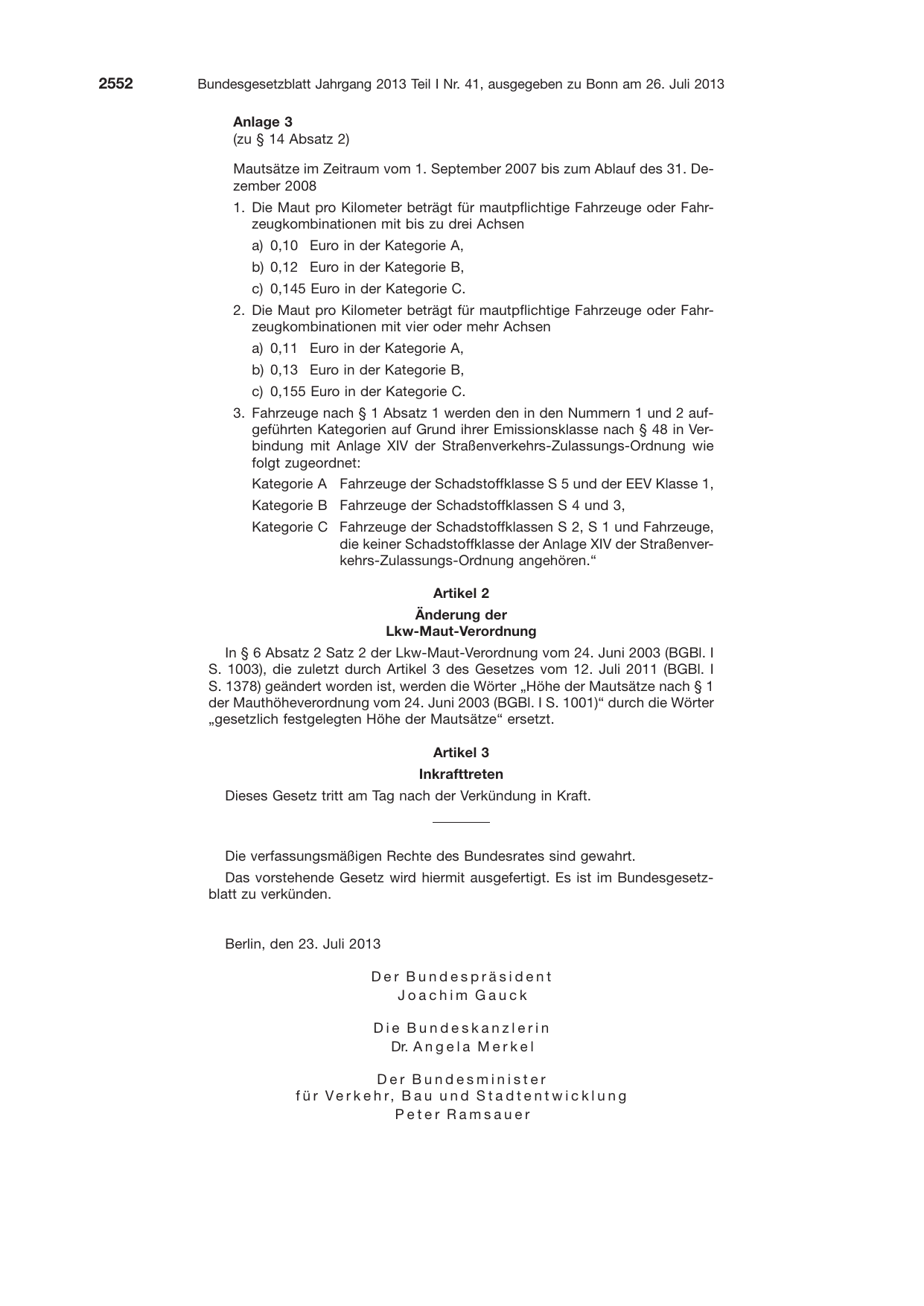 BGBl. 2013, Seite 2552 — Originalseite als Abbildung
