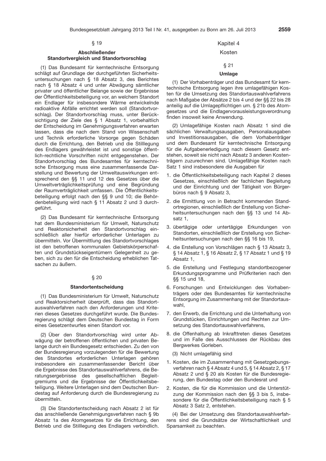 BGBl. 2013, Seite 2559 — Originalseite als Abbildung