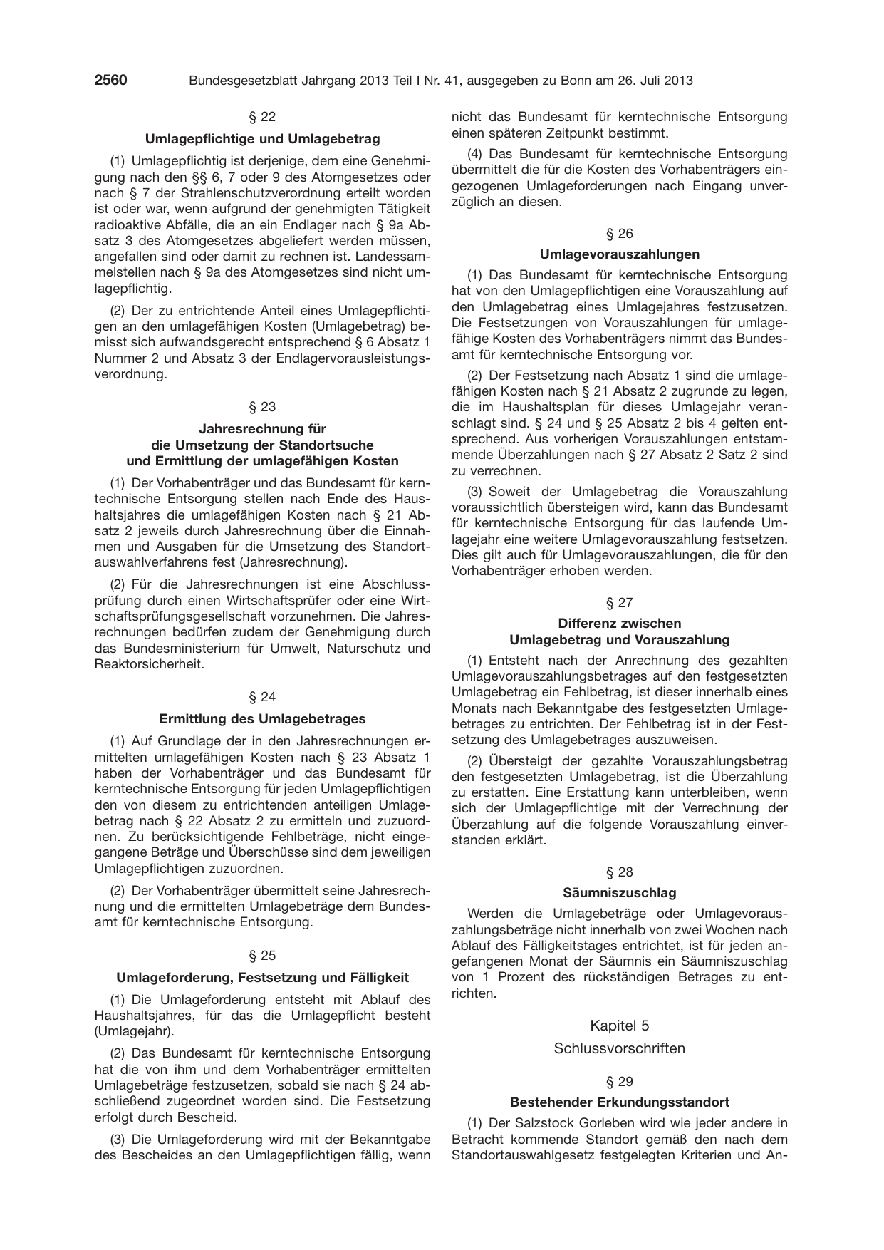 BGBl. 2013, Seite 2560 — Originalseite als Abbildung