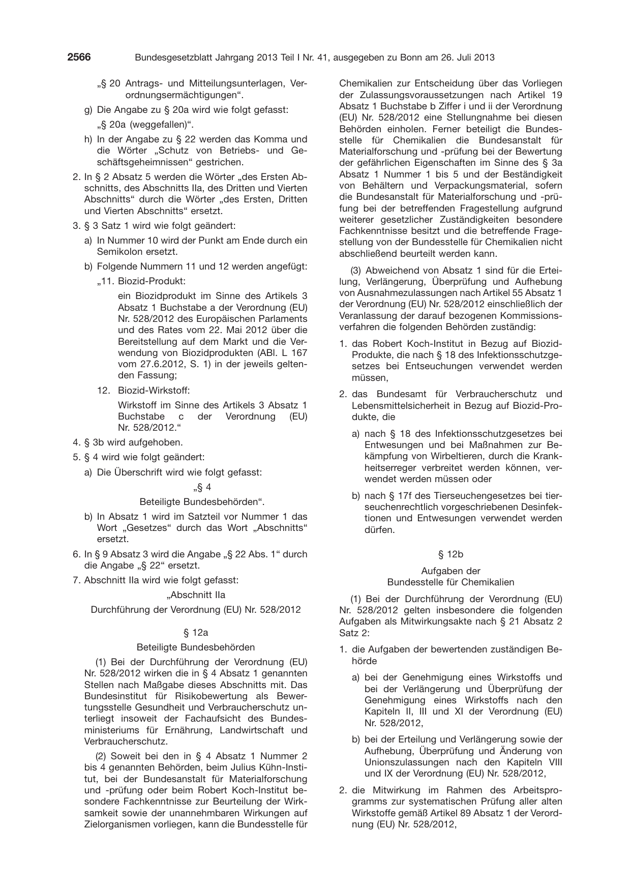 BGBl. 2013, Seite 2566 — Originalseite als Abbildung
