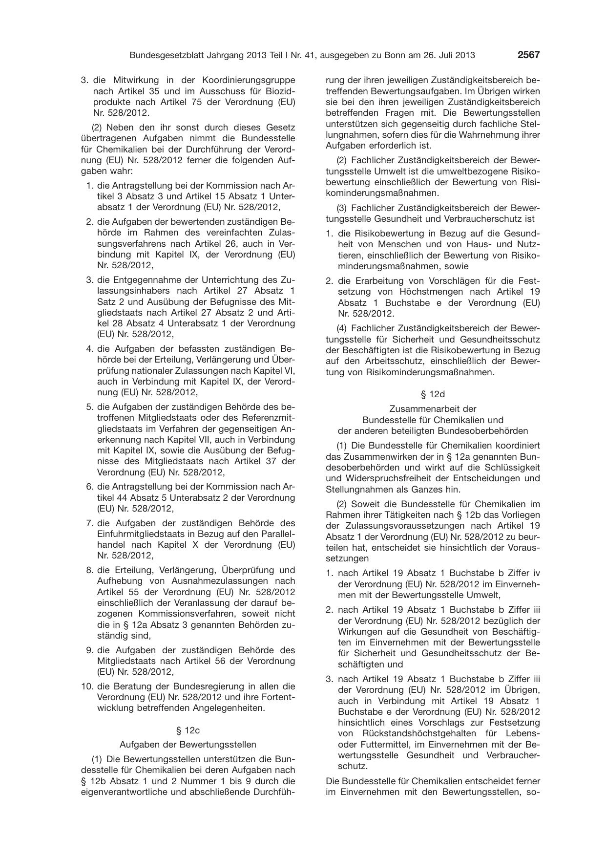 BGBl. 2013, Seite 2567 — Originalseite als Abbildung
