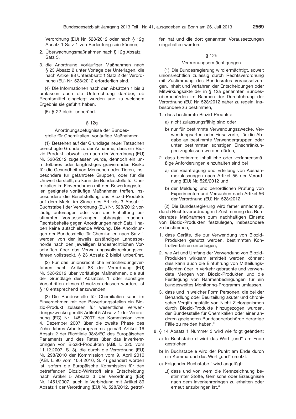 BGBl. 2013, Seite 2569 — Originalseite als Abbildung