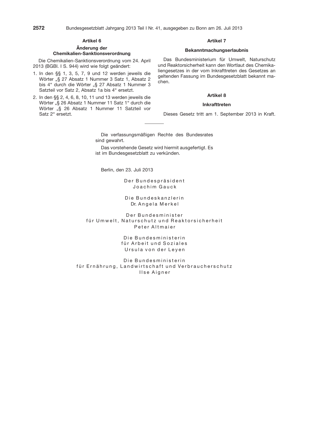 BGBl. 2013, Seite 2572 — Originalseite als Abbildung