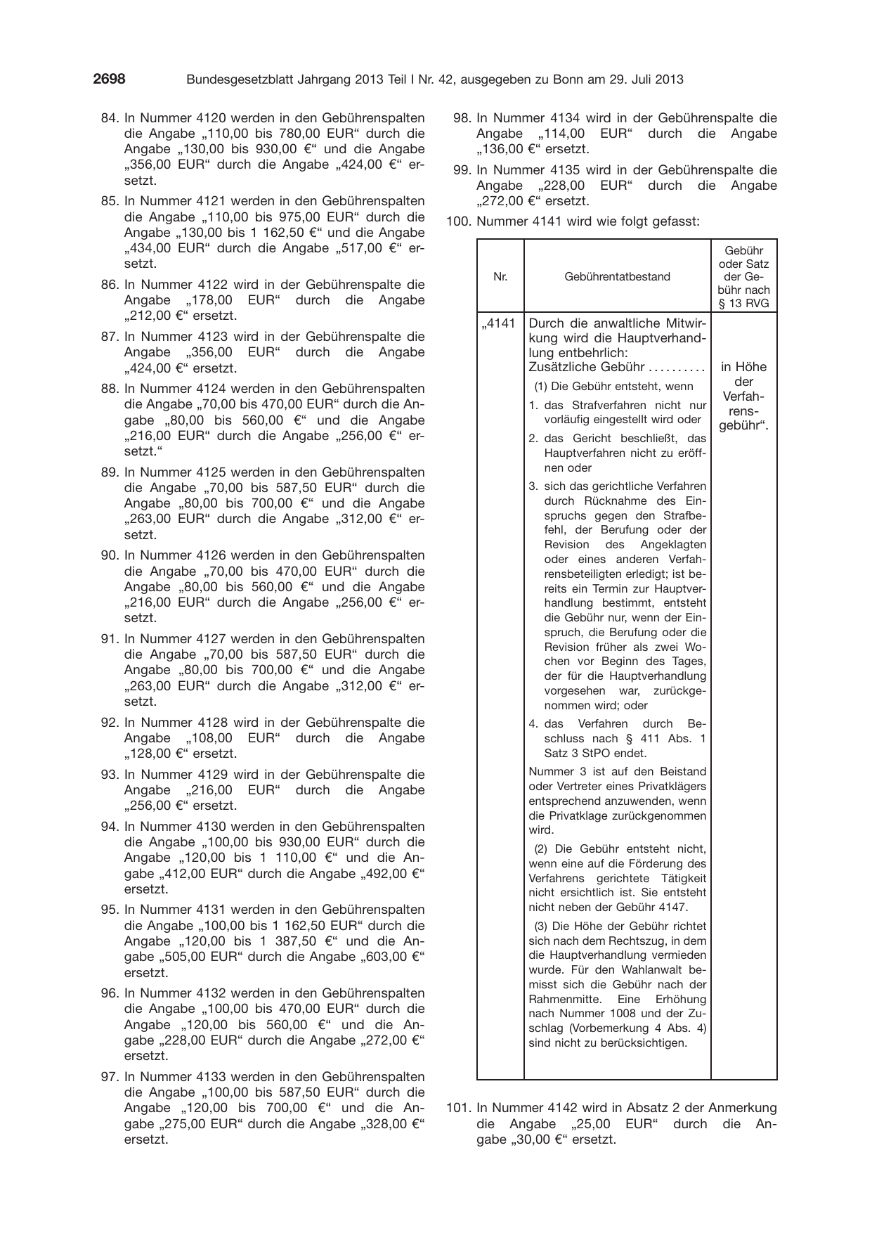 BGBl. 2013, Seite 2698 — Originalseite als Abbildung