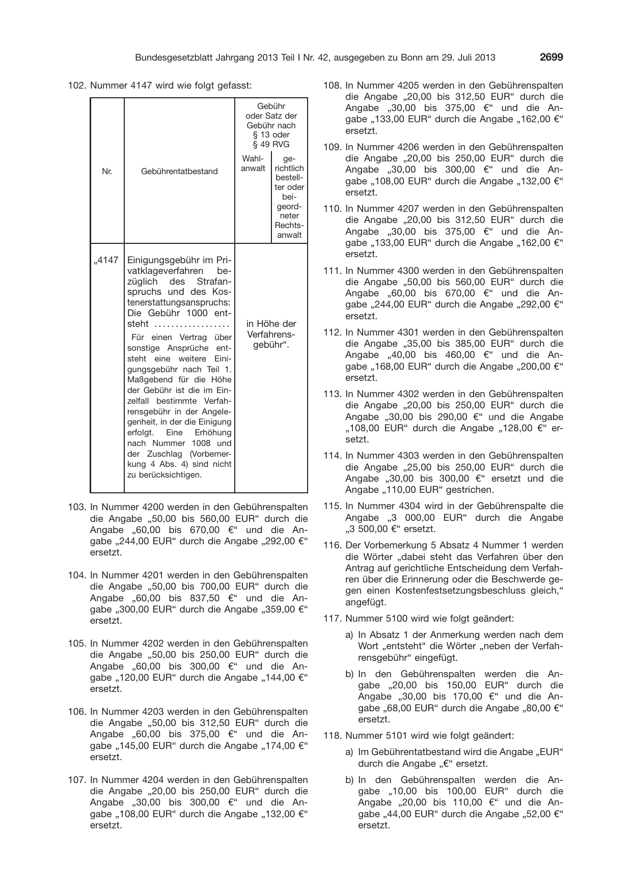 BGBl. 2013, Seite 2699 — Originalseite als Abbildung