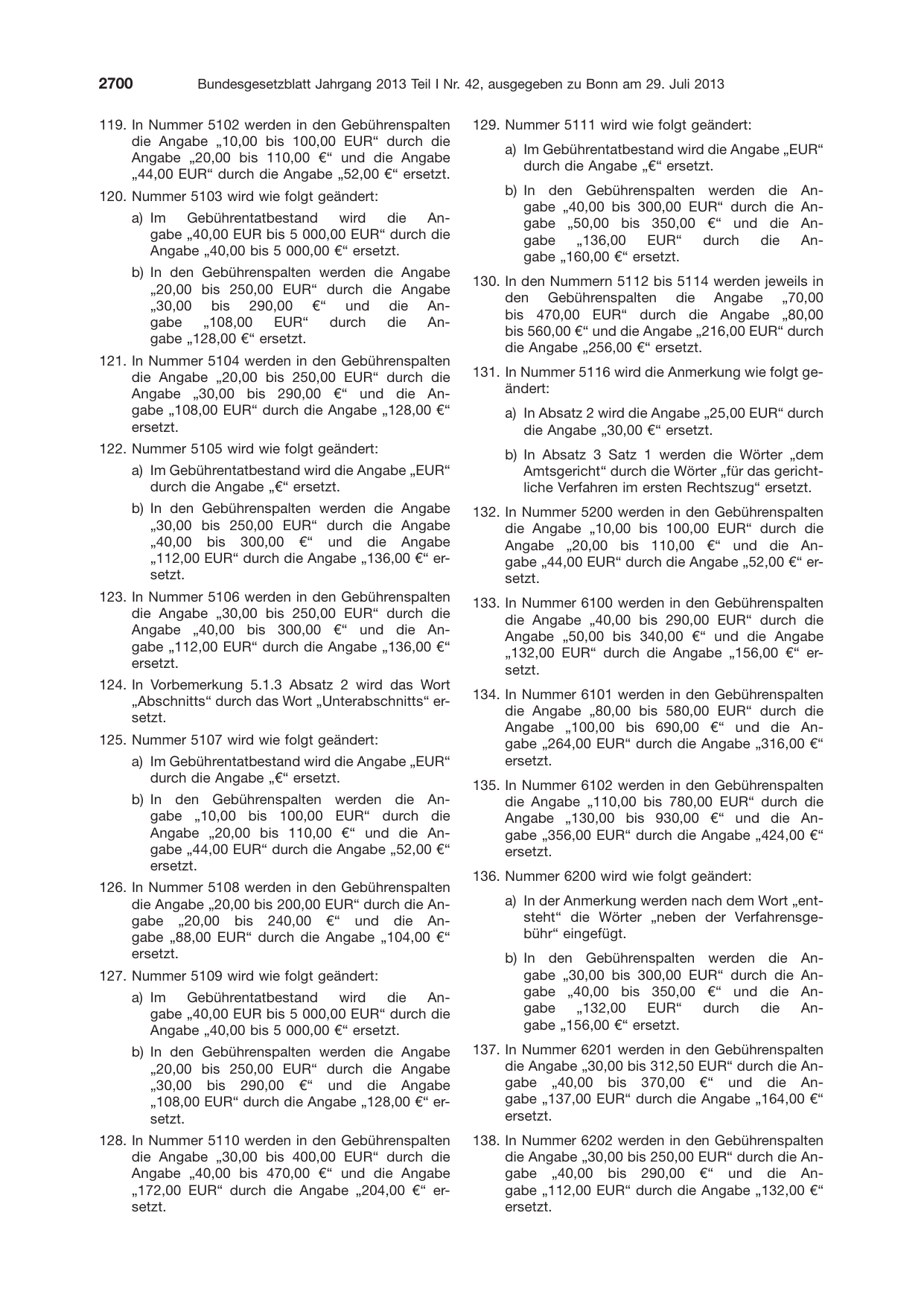 BGBl. 2013, Seite 2700 — Originalseite als Abbildung