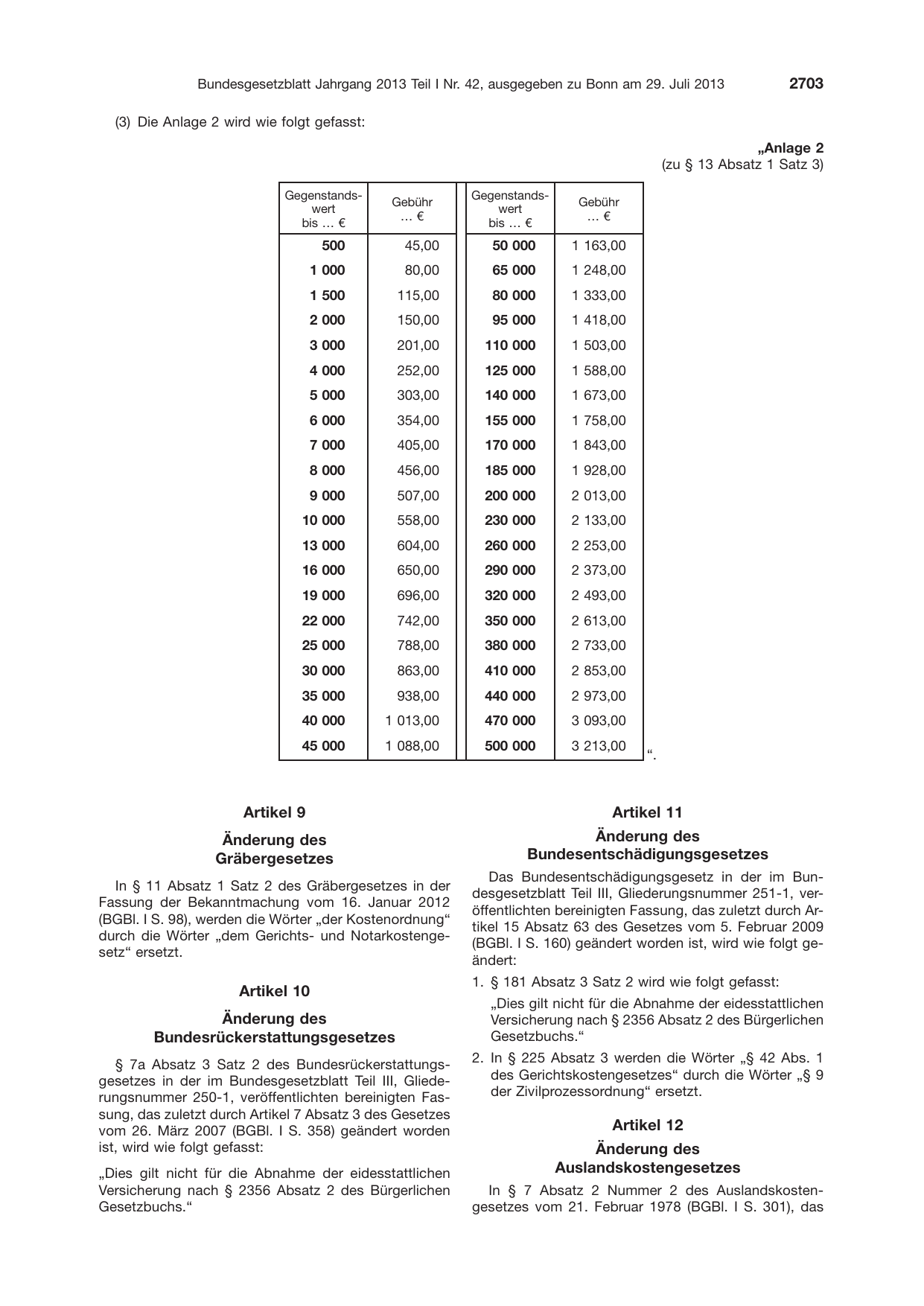 BGBl. 2013, Seite 2703 — Originalseite als Abbildung