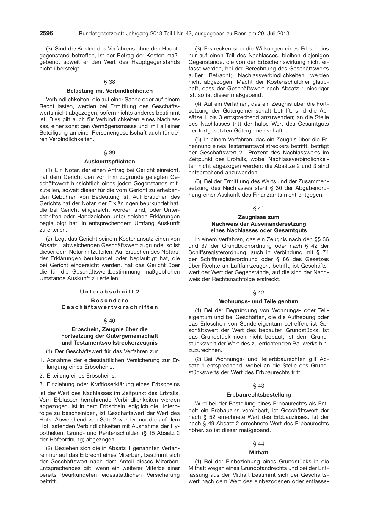 BGBl. 2013, Seite 2596 — Originalseite als Abbildung