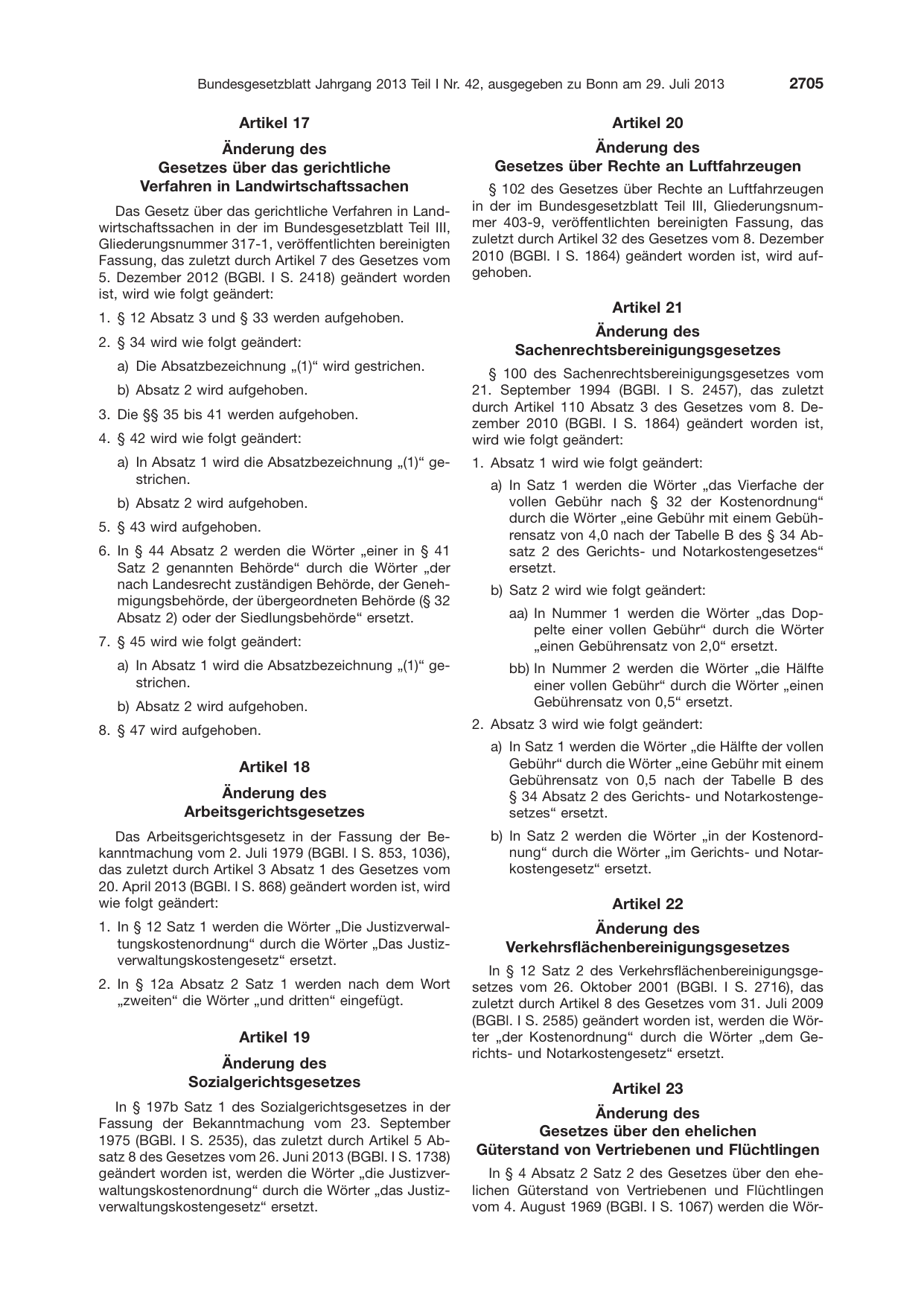 BGBl. 2013, Seite 2705 — Originalseite als Abbildung