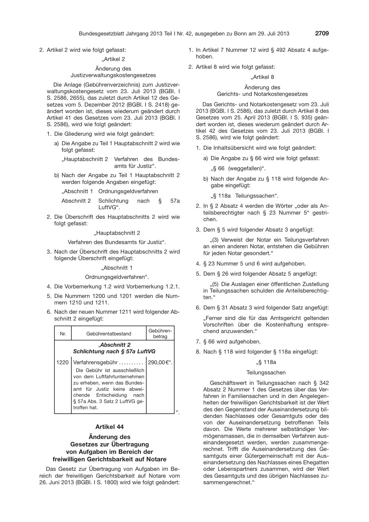 BGBl. 2013, Seite 2709 — Originalseite als Abbildung