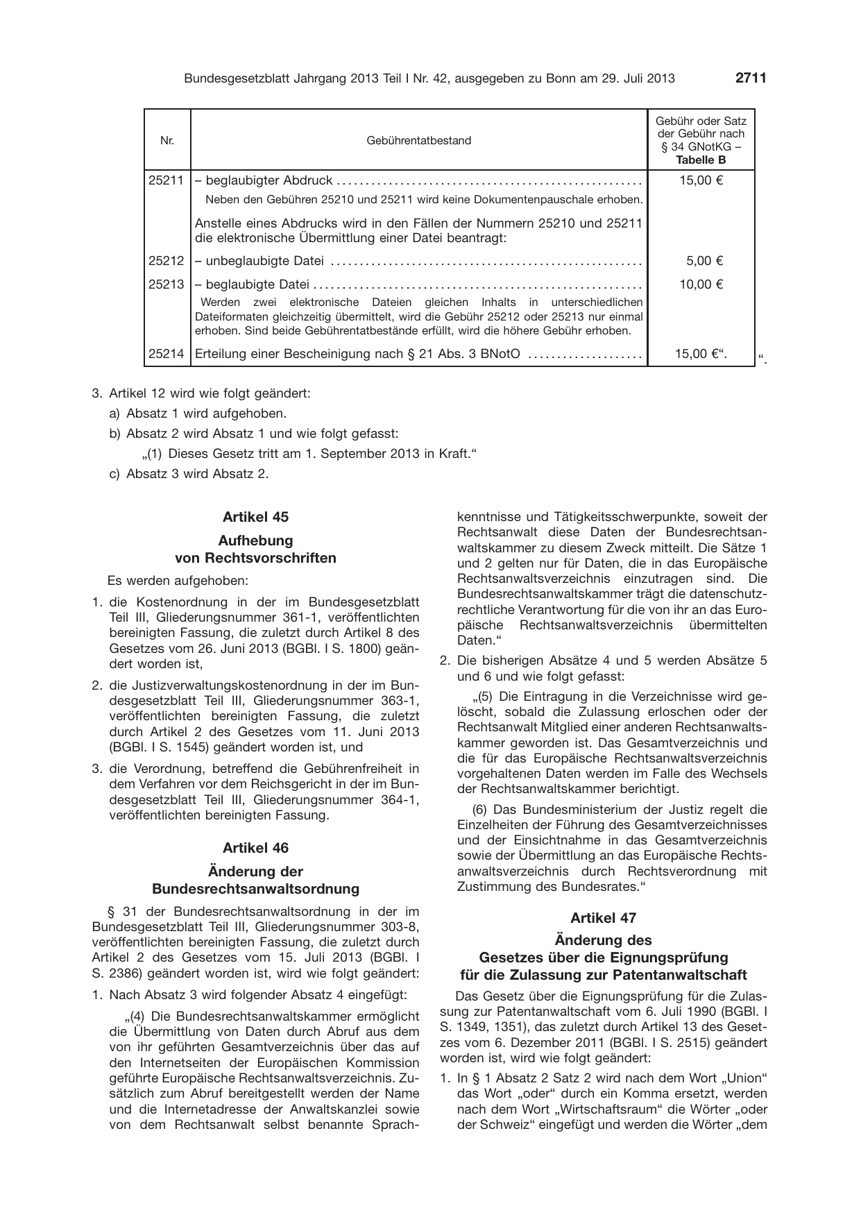 BGBl. 2013, Seite 2711 — Originalseite als Abbildung