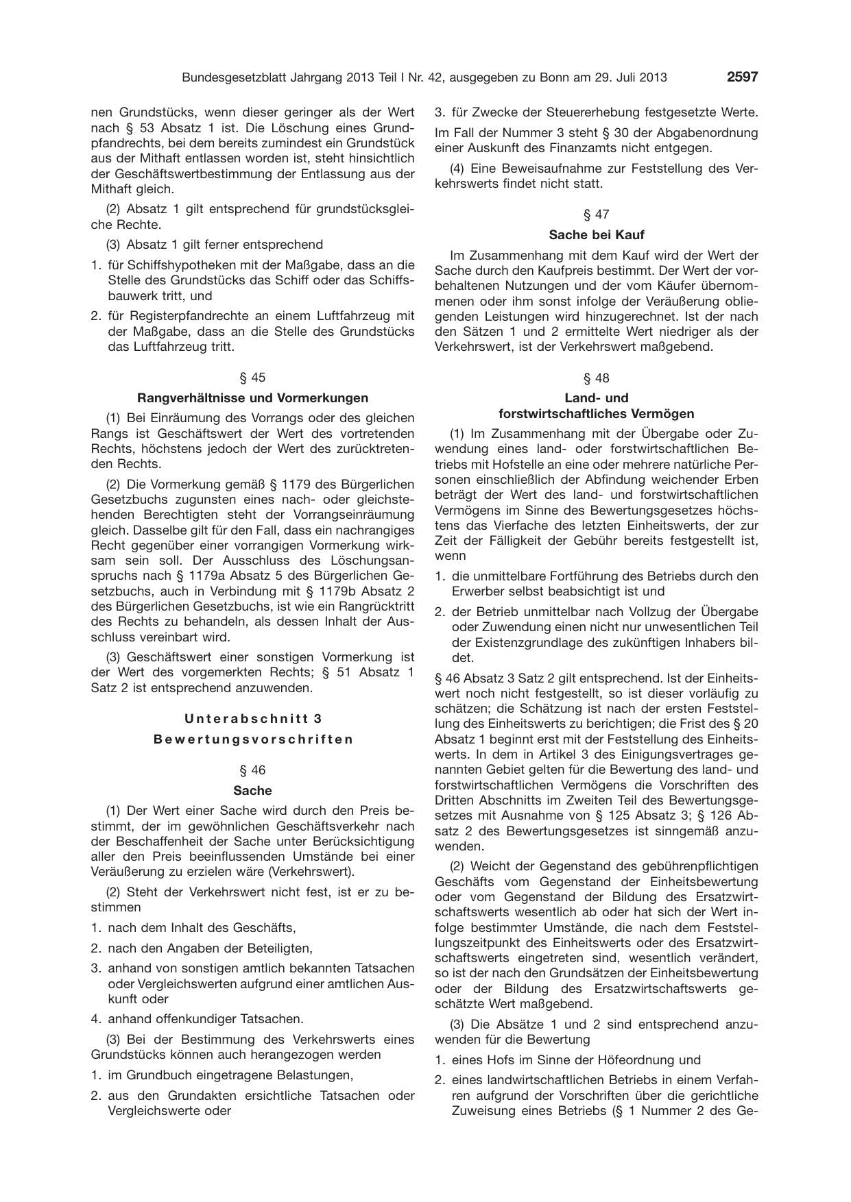 BGBl. 2013, Seite 2597 — Originalseite als Abbildung