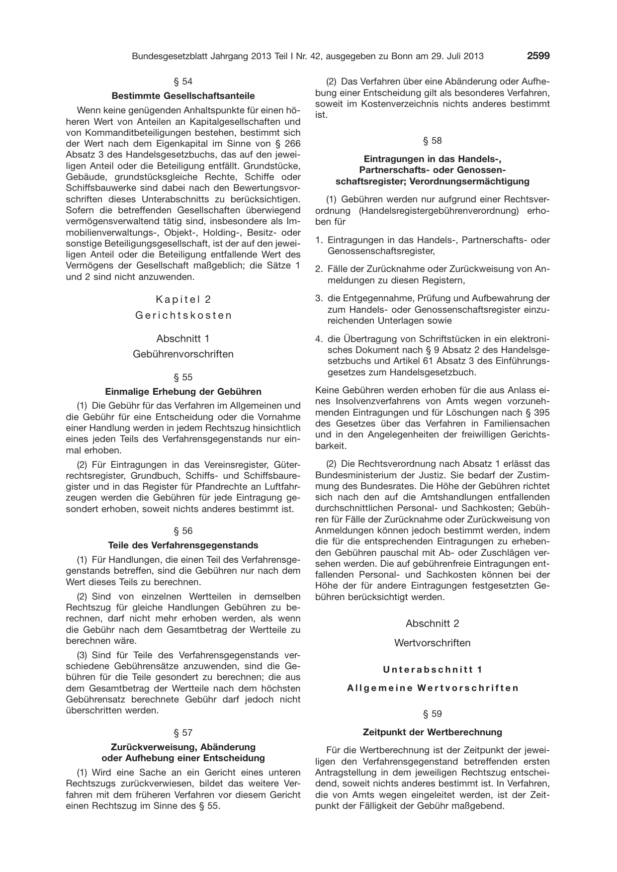 BGBl. 2013, Seite 2599 — Originalseite als Abbildung