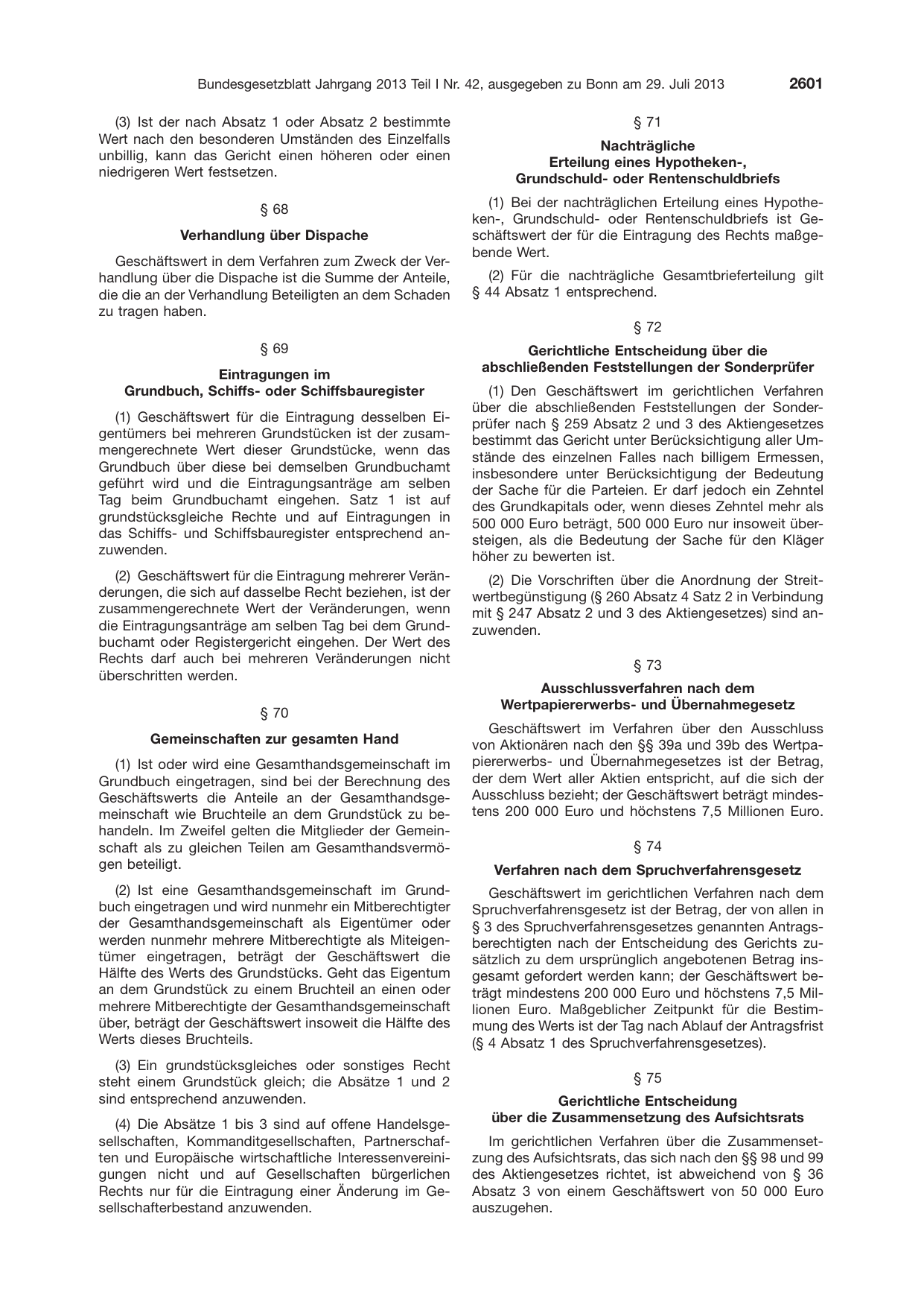 BGBl. 2013, Seite 2601 — Originalseite als Abbildung