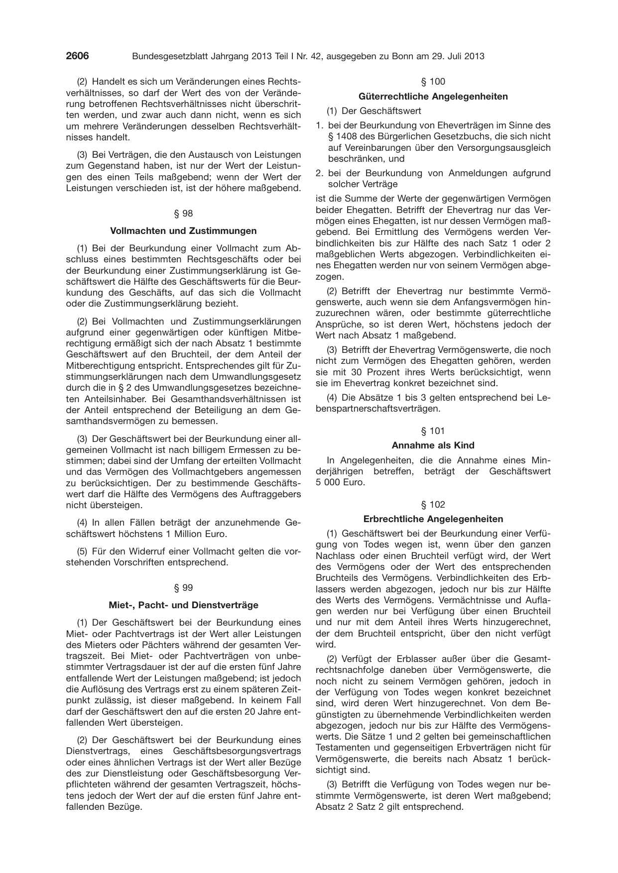 BGBl. 2013, Seite 2606 — Originalseite als Abbildung
