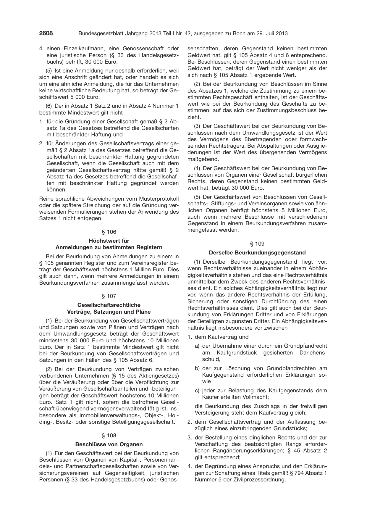 BGBl. 2013, Seite 2608 — Originalseite als Abbildung
