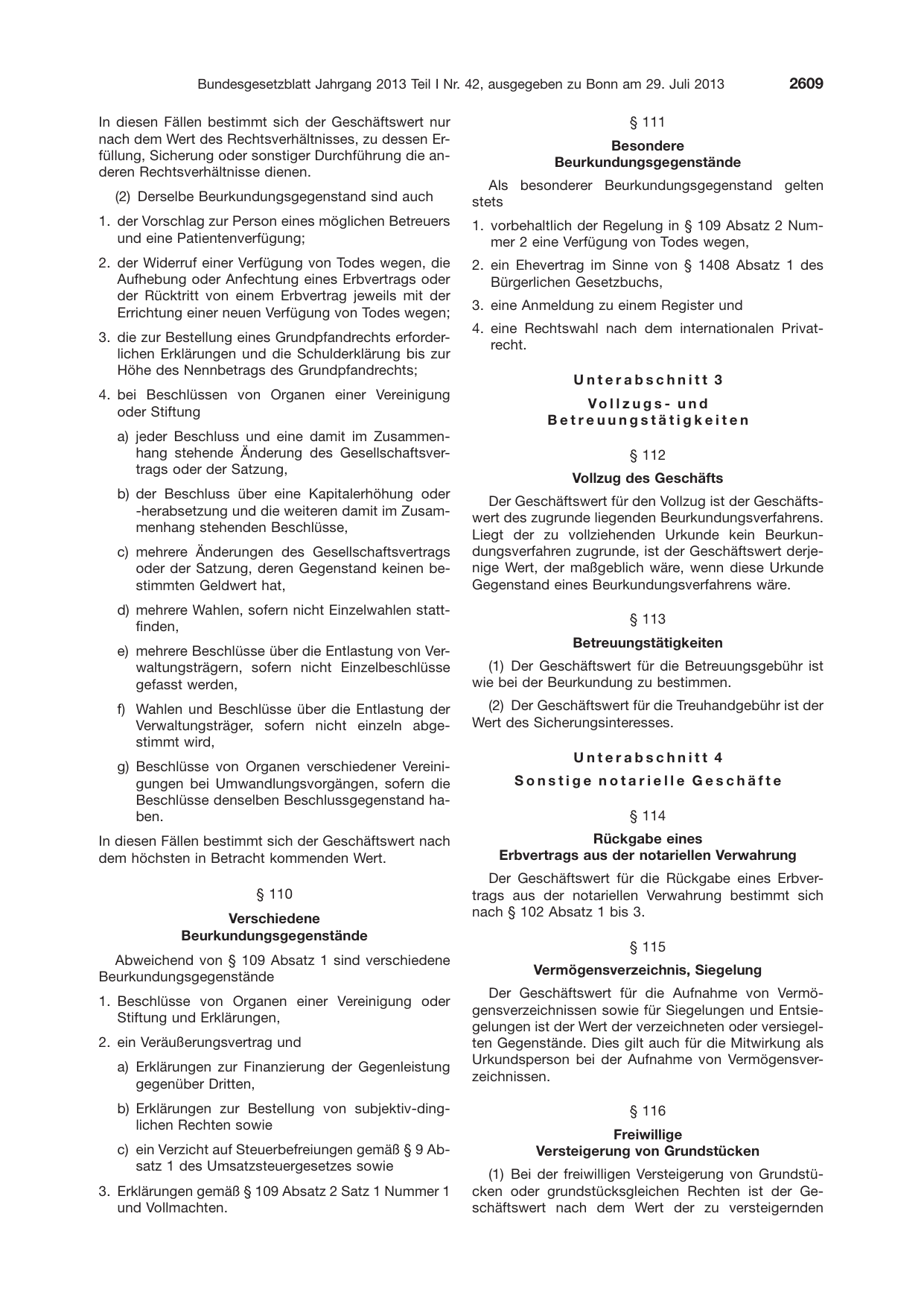 BGBl. 2013, Seite 2609 — Originalseite als Abbildung