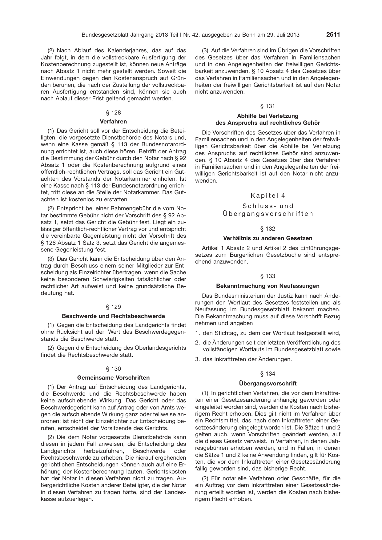 BGBl. 2013, Seite 2611 — Originalseite als Abbildung