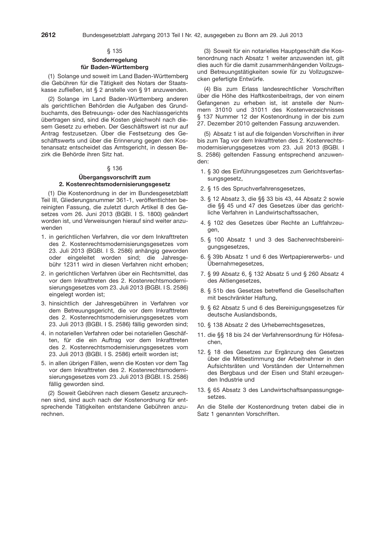 BGBl. 2013, Seite 2612 — Originalseite als Abbildung