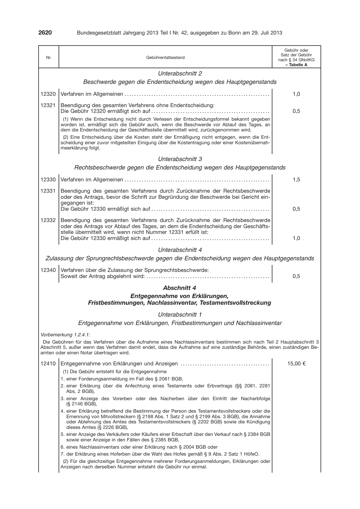 BGBl. 2013, Seite 2620 — Originalseite als Abbildung