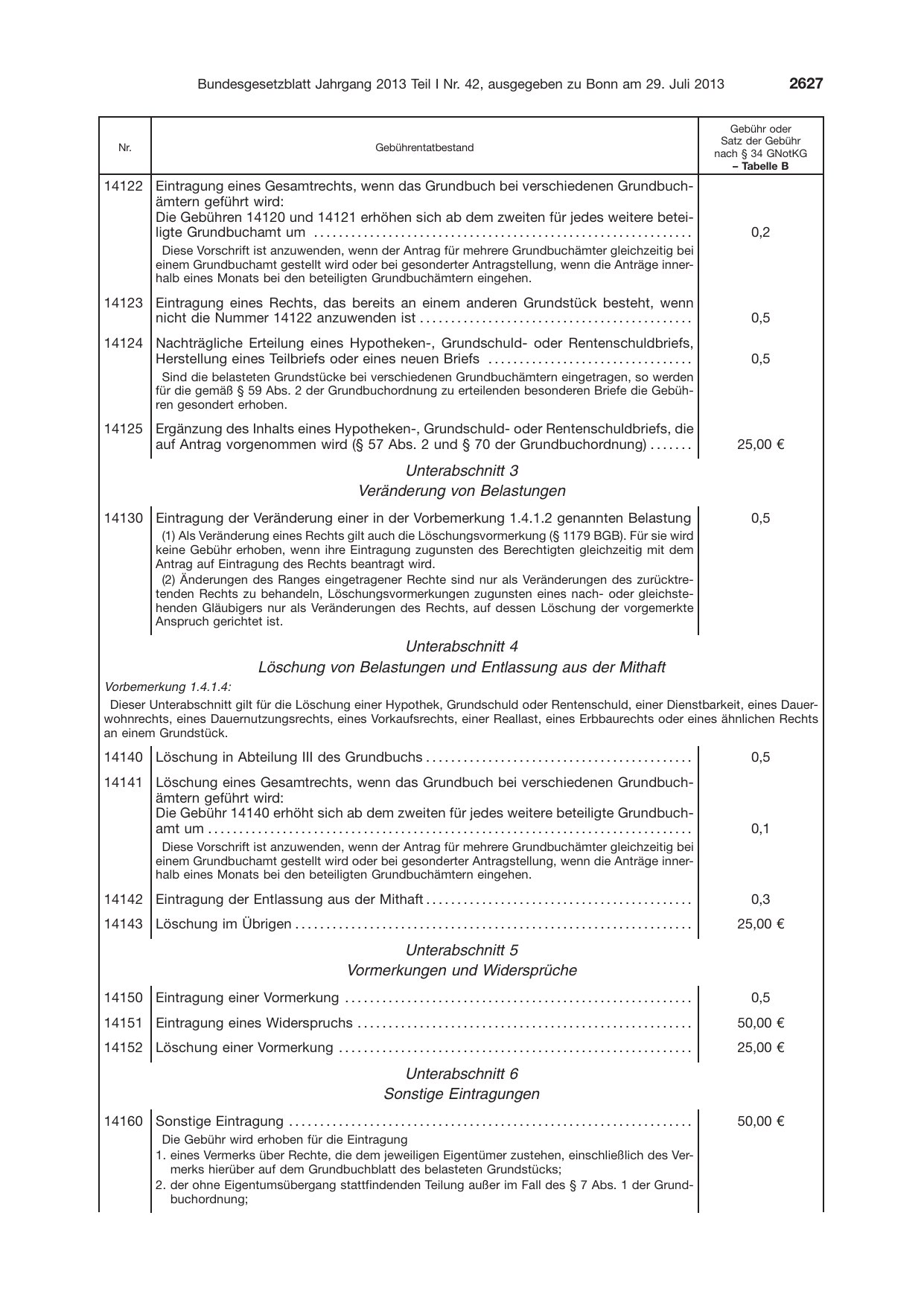 BGBl. 2013, Seite 2627 — Originalseite als Abbildung