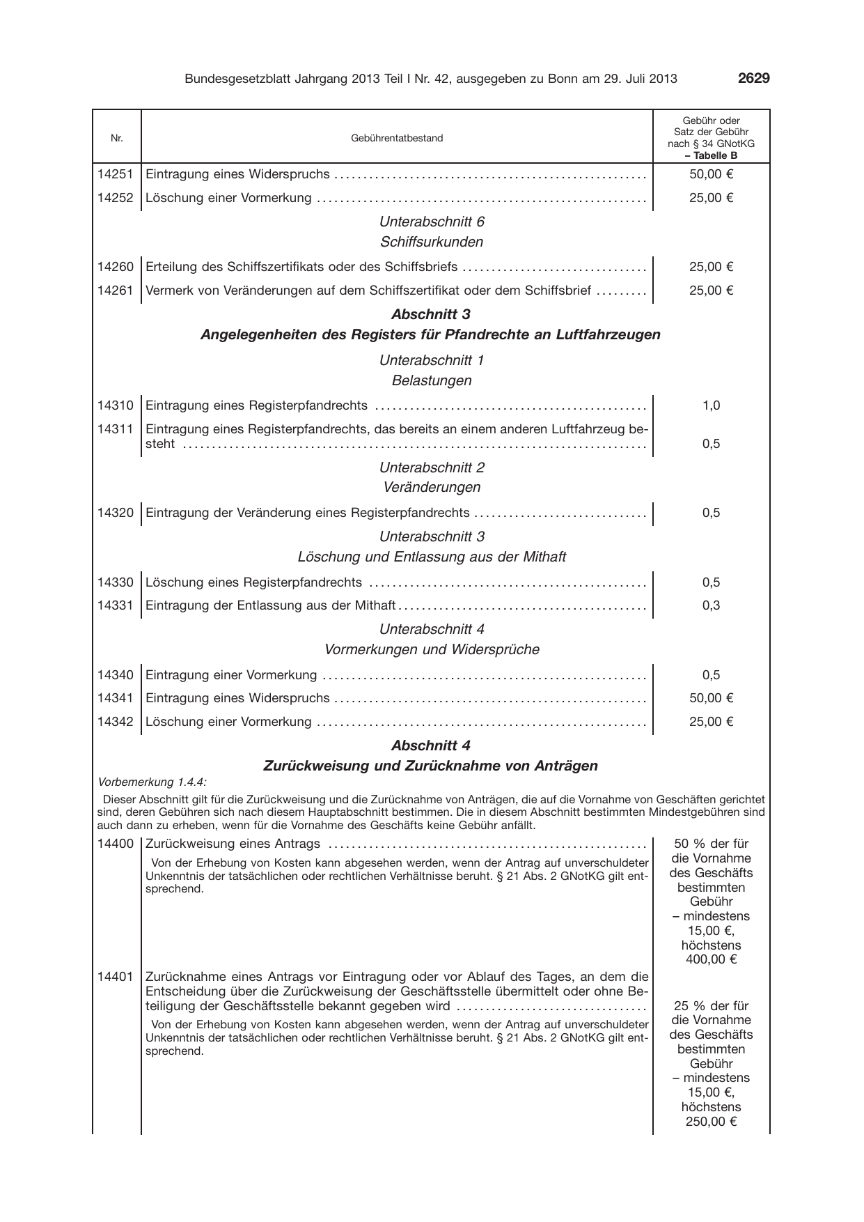 BGBl. 2013, Seite 2629 — Originalseite als Abbildung