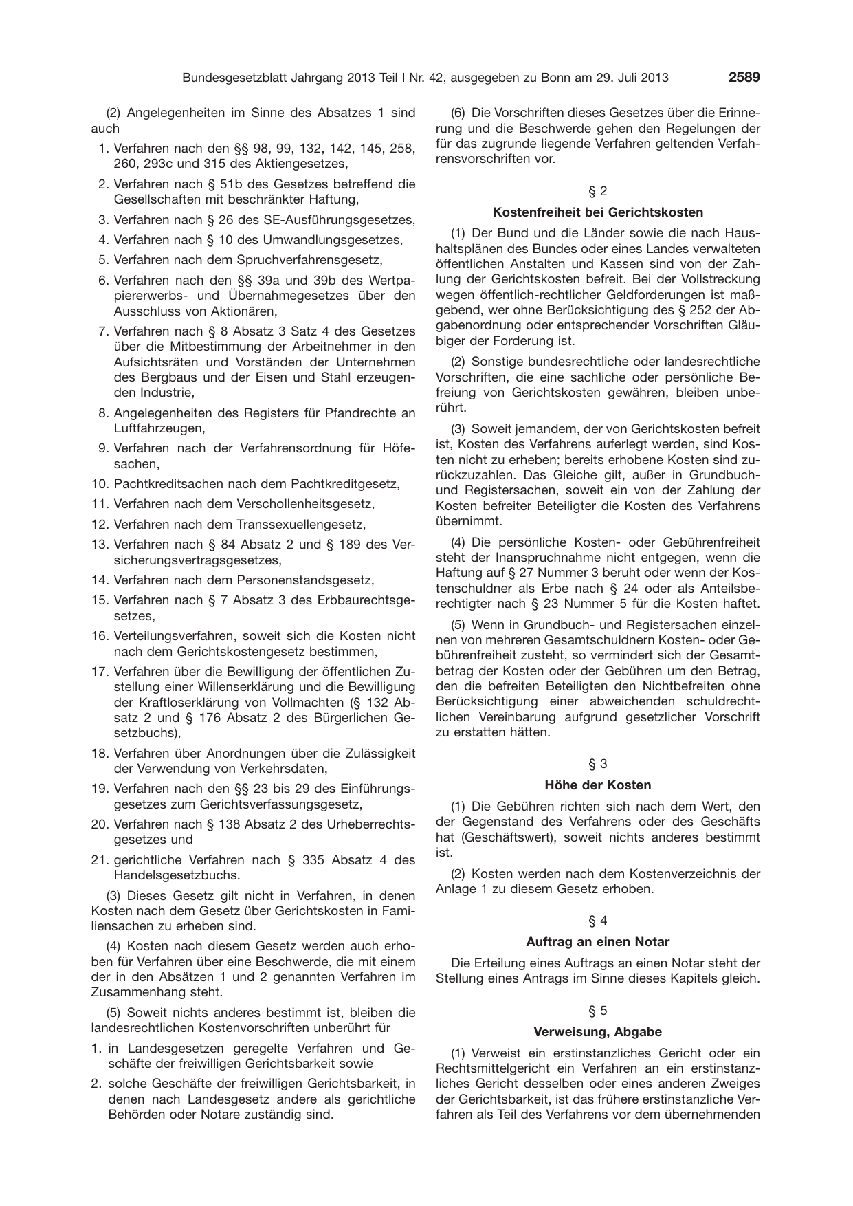 BGBl. 2013, Seite 2589 — Originalseite als Abbildung