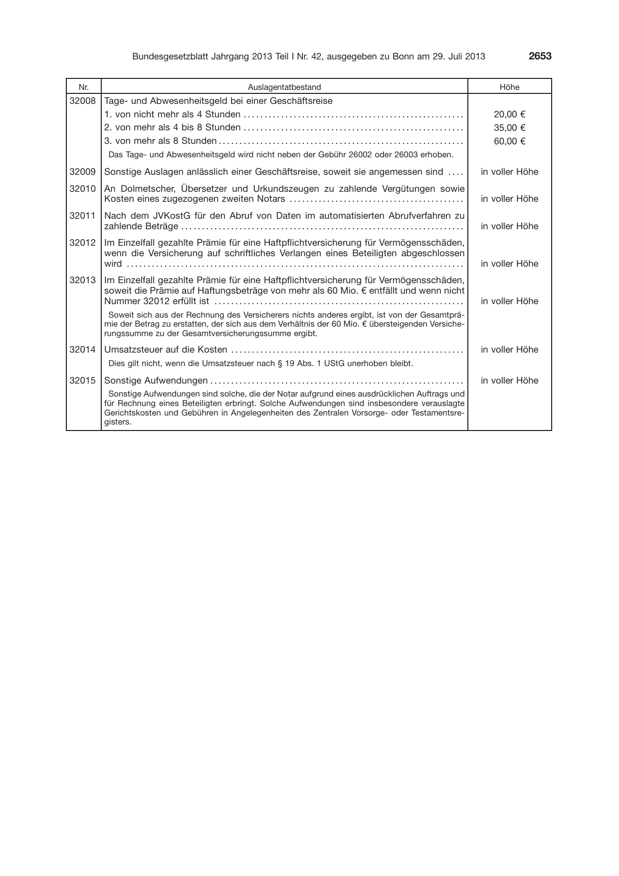 BGBl. 2013, Seite 2653 — Originalseite als Abbildung