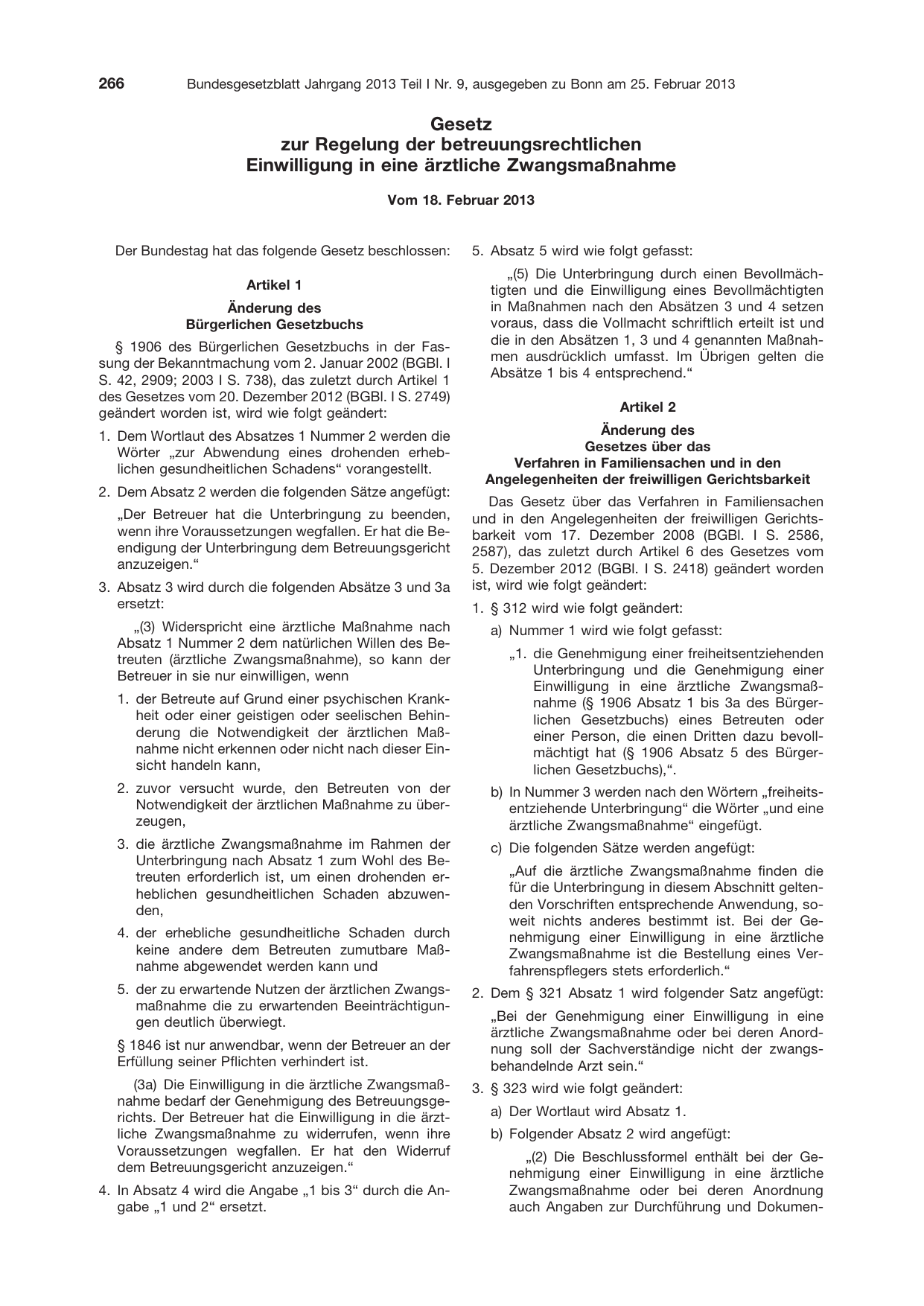 BGBl. 2013, Seite 266 — Originalseite als Abbildung