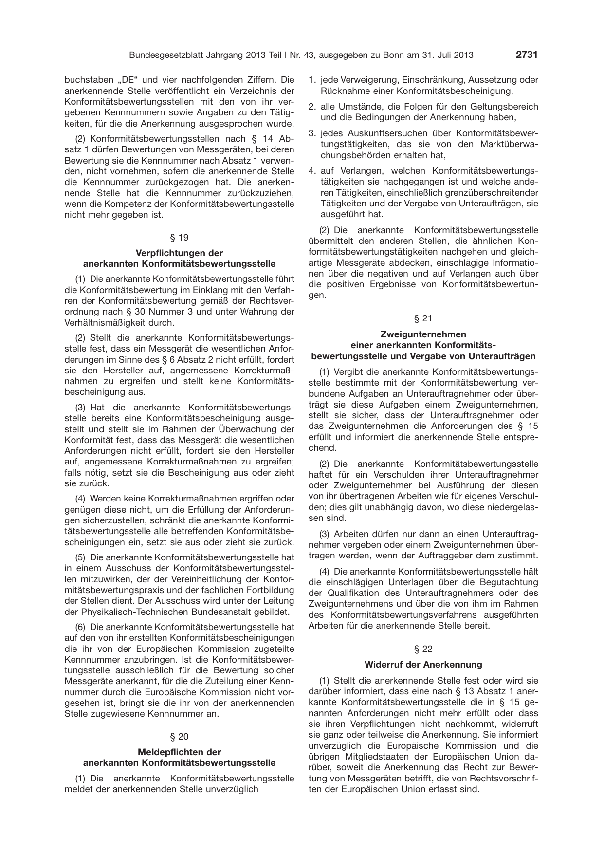 BGBl. 2013, Seite 2731 — Originalseite als Abbildung
